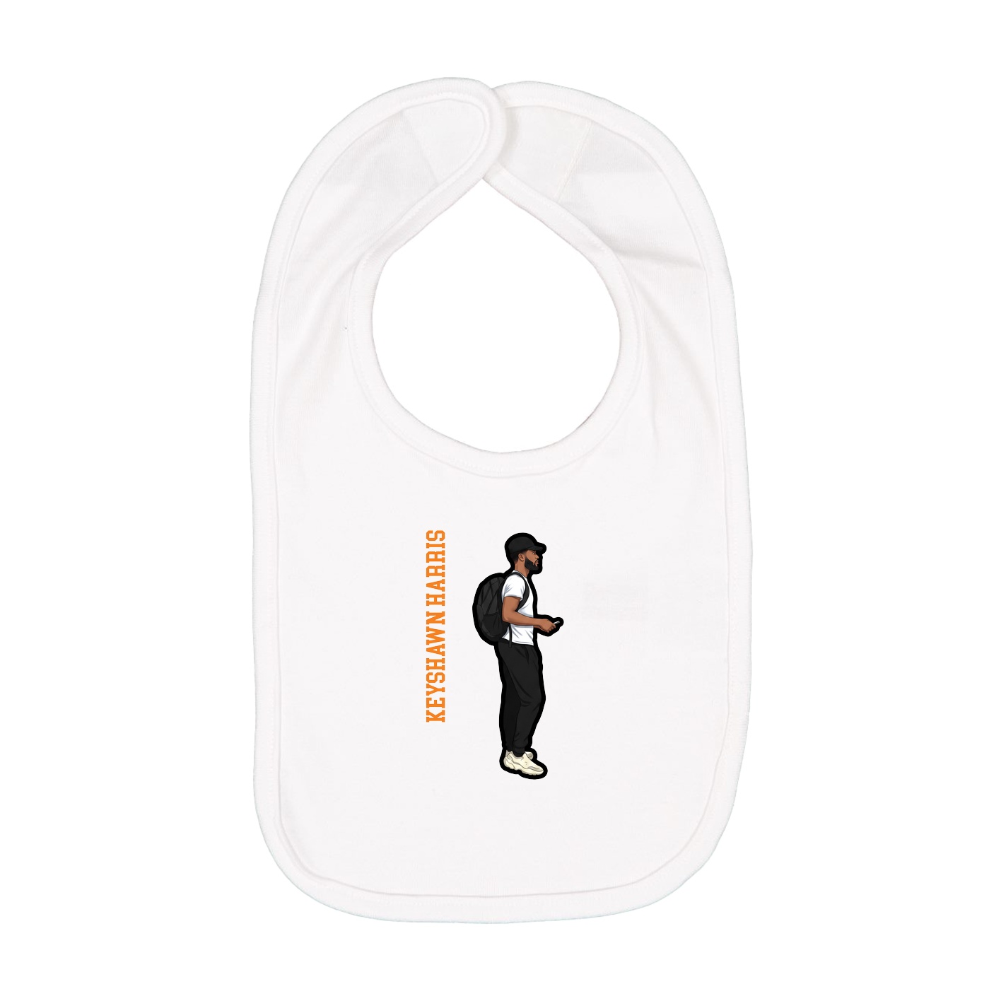 Infant Bib — Name Vertical in White