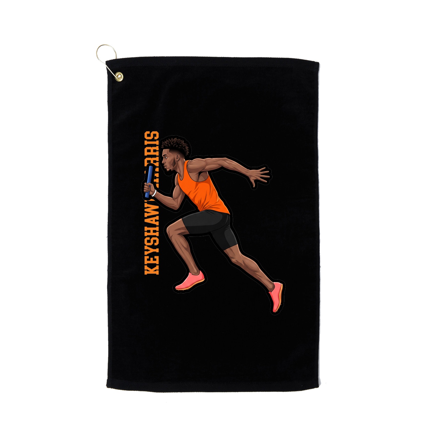 Golf Towel — Name Vertical in Black