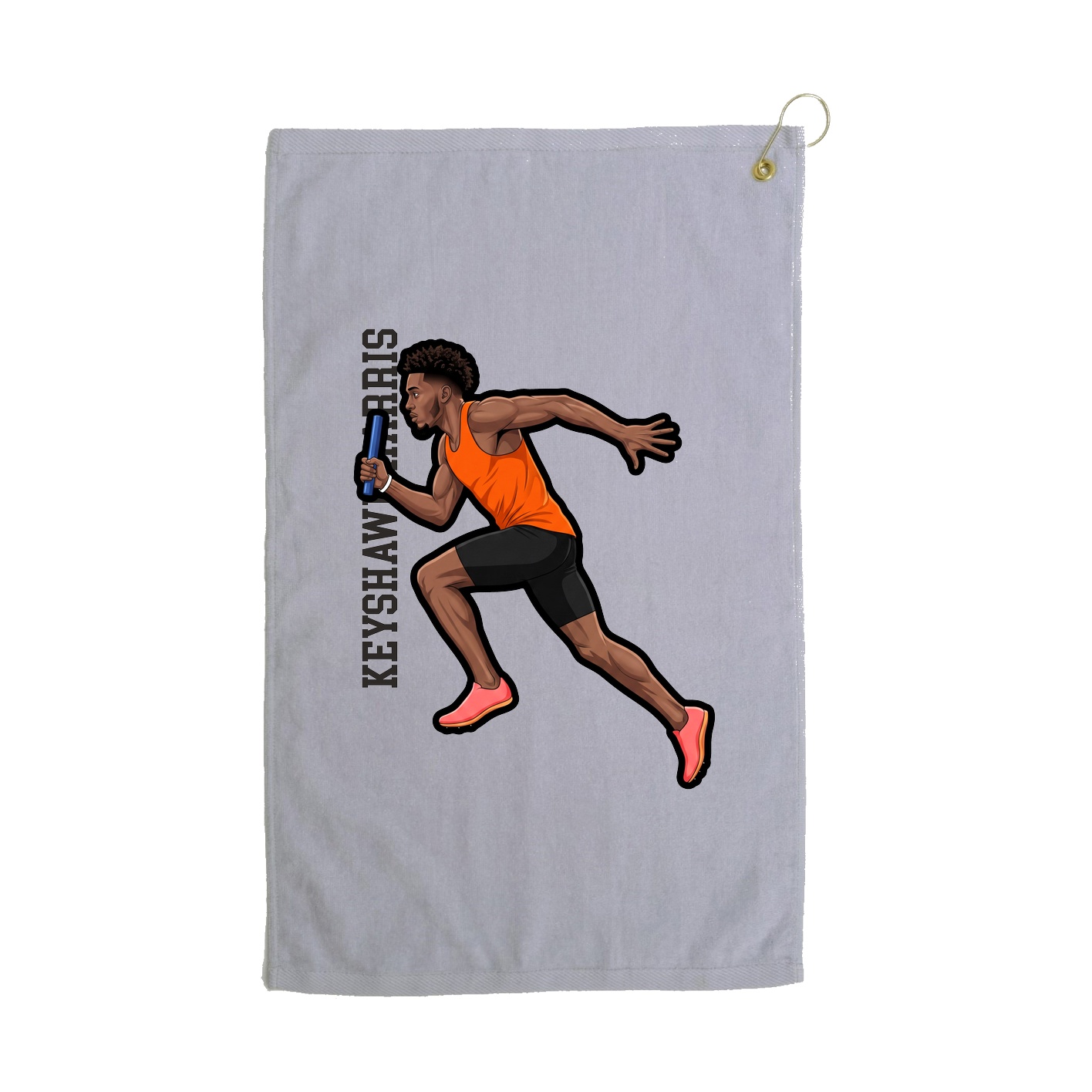 Golf Towel — Name Vertical in Grey