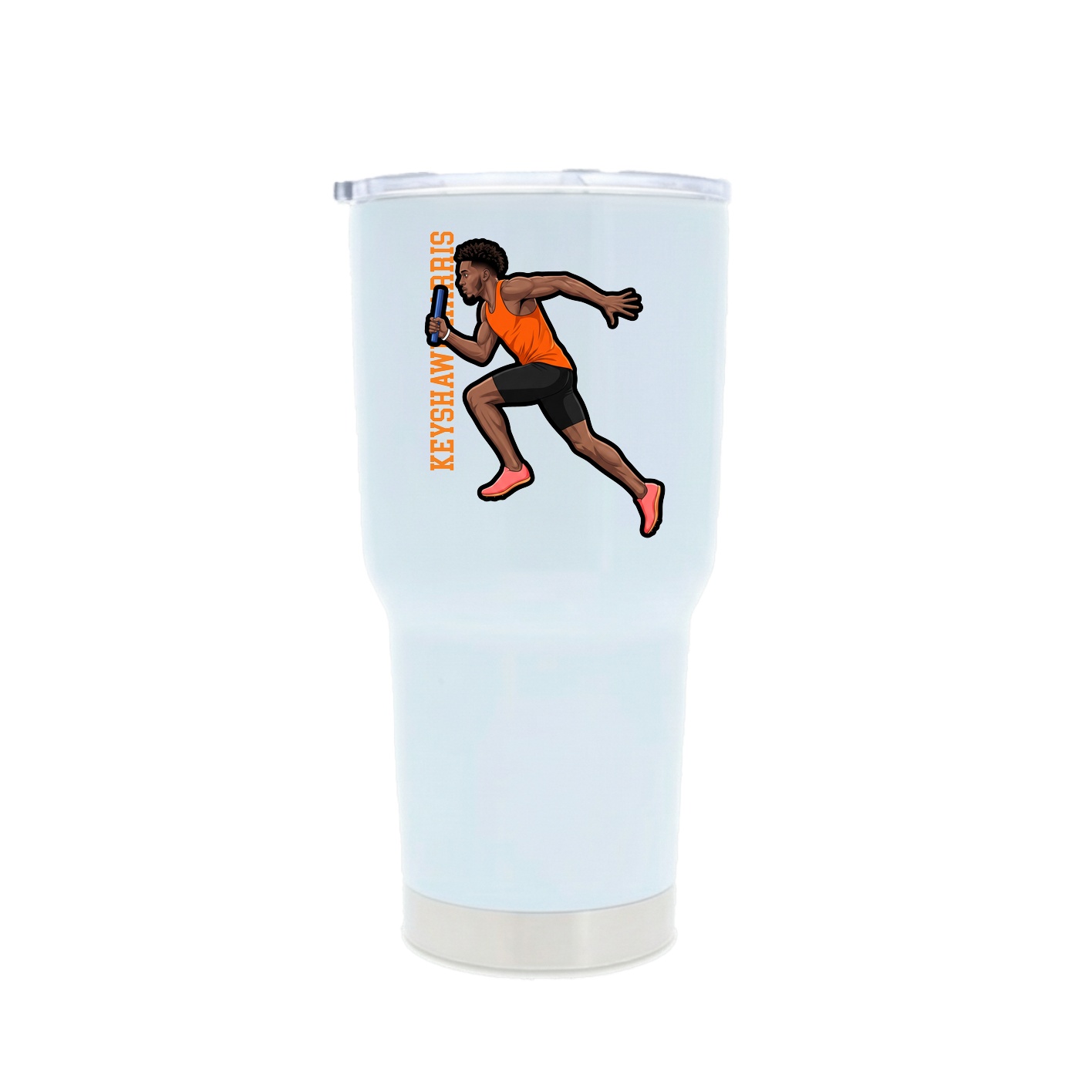 30oz Stainless Steel Tumbler — Name Vertical in White