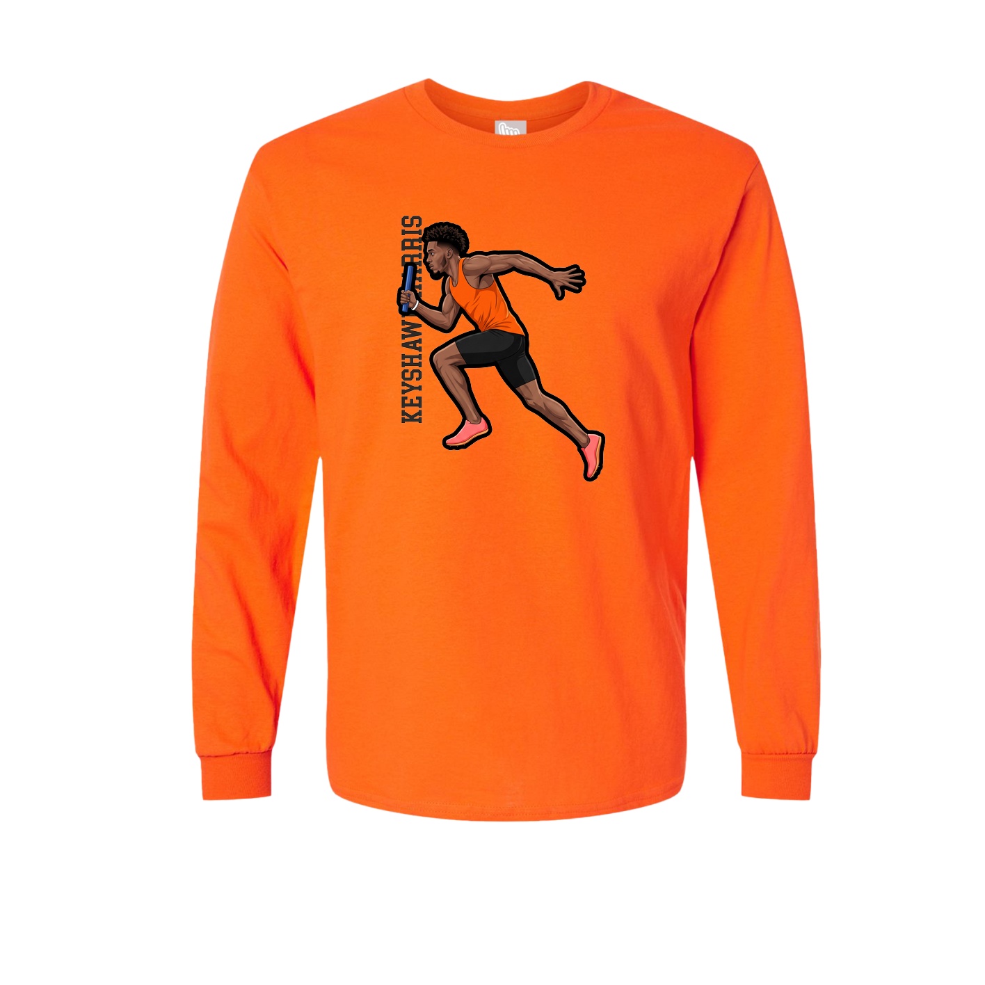 Long Sleeve Tee — Name Vertical in Orange