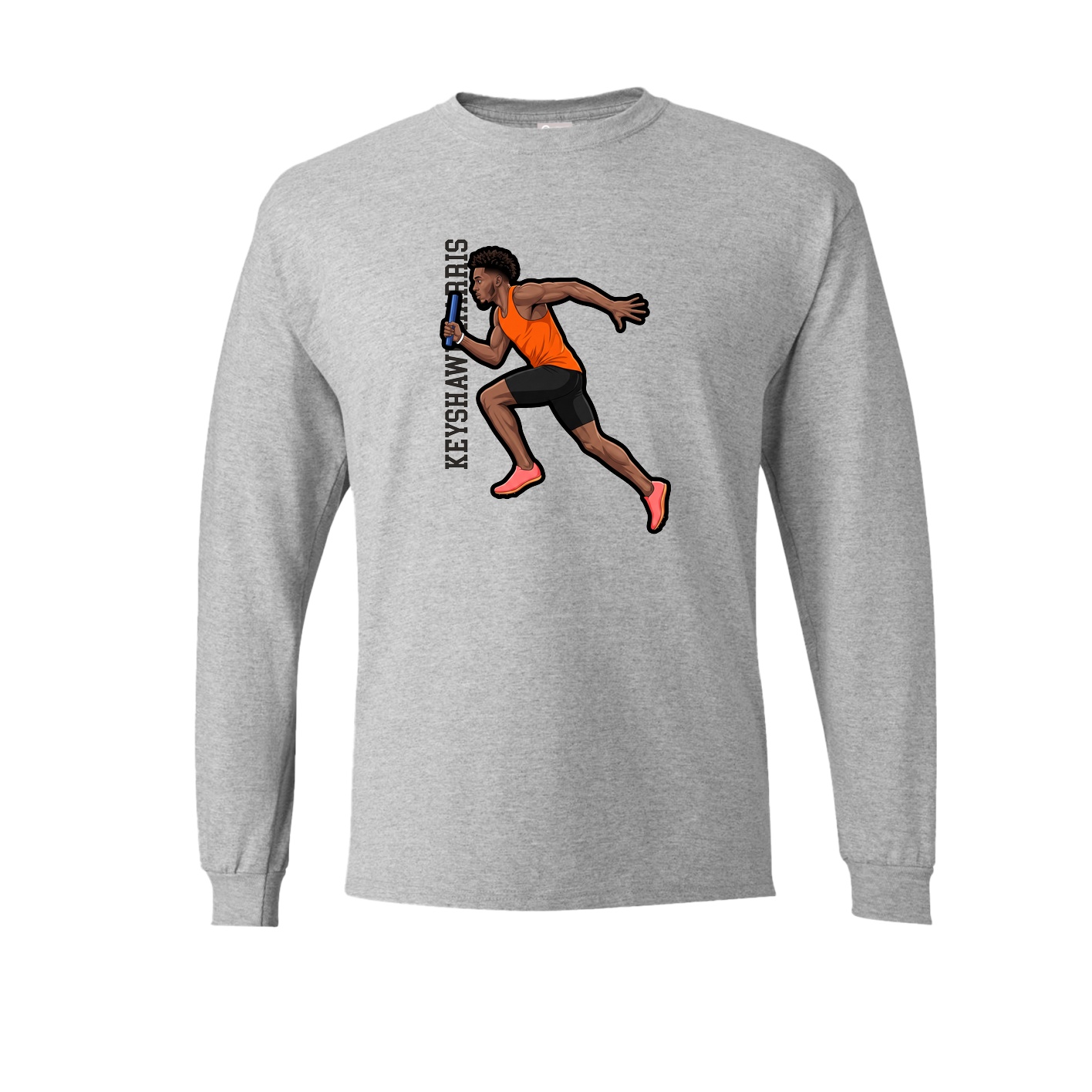 Long Sleeve Tee — Name Vertical in Grey