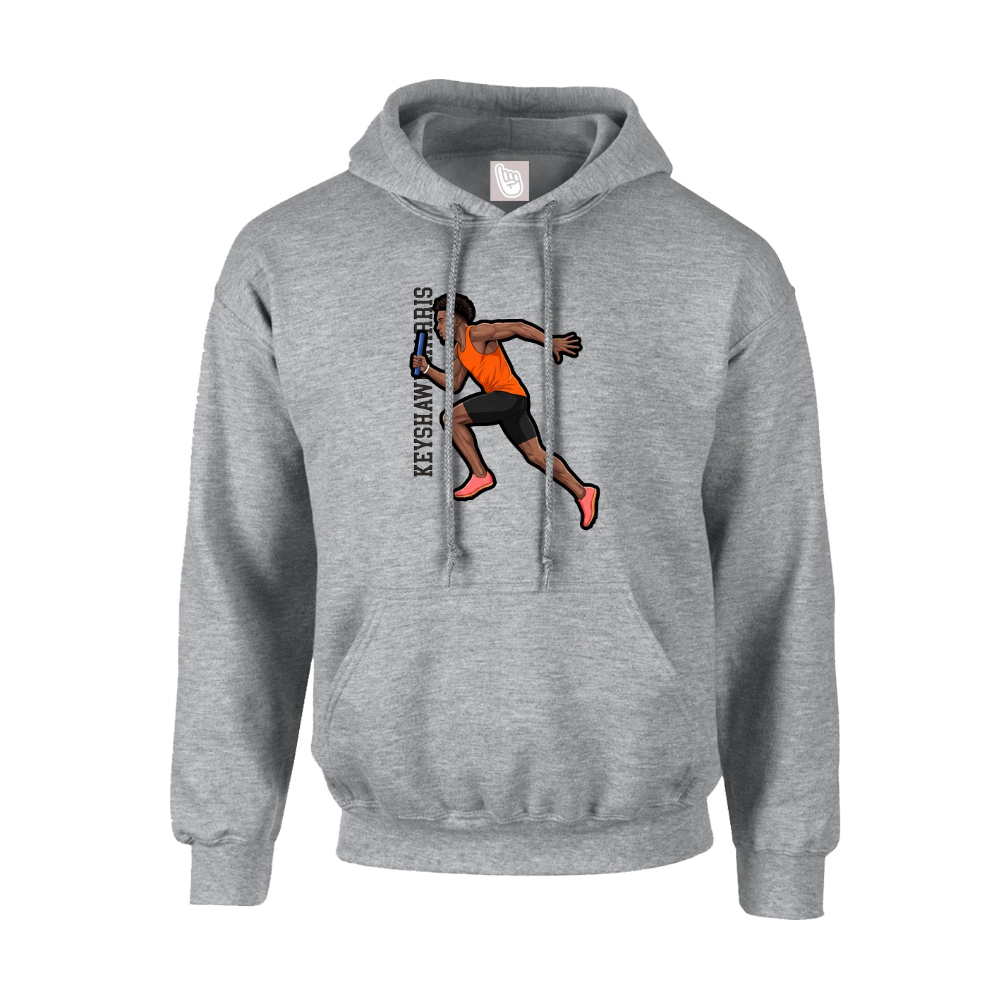 Hoodie — Name Vertical in Grey