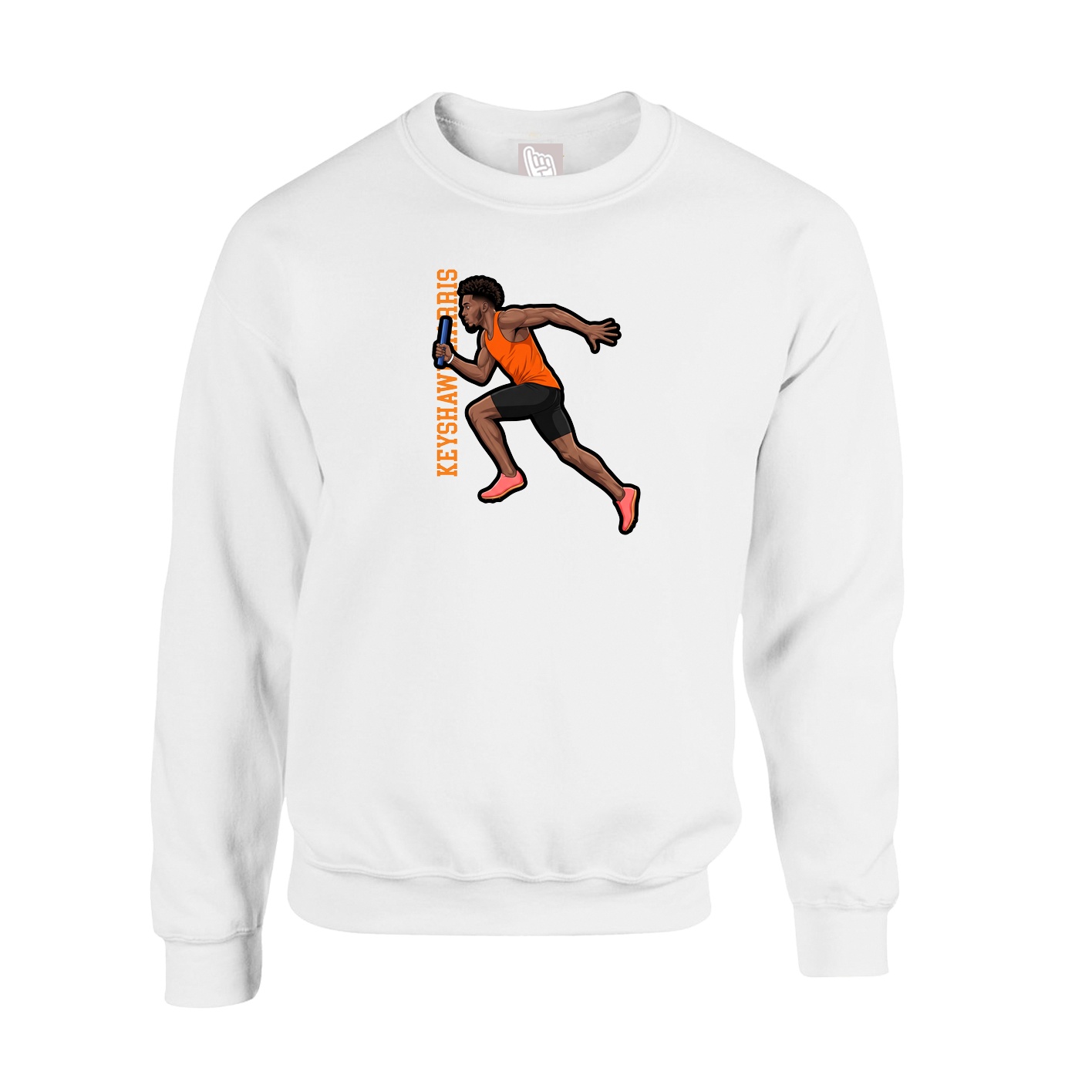 Fleece Crew — Name Vertical in White