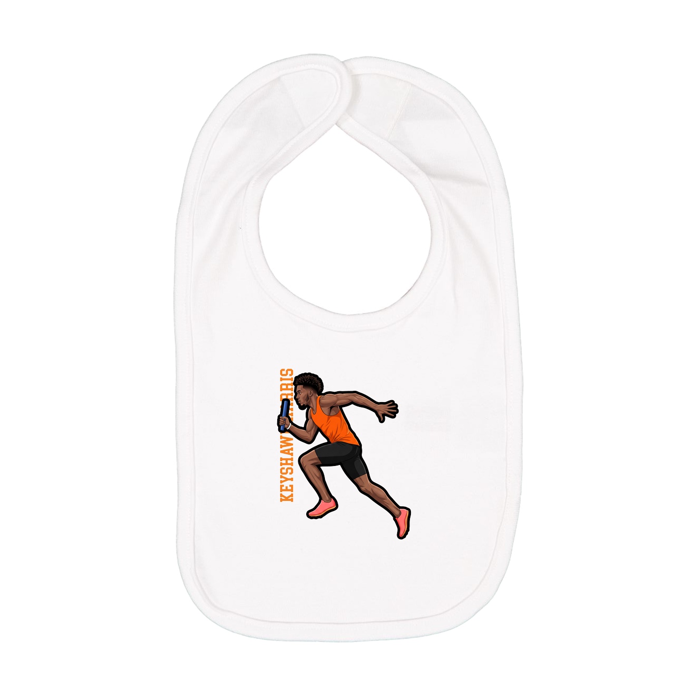 Infant Bib — Name Vertical in White
