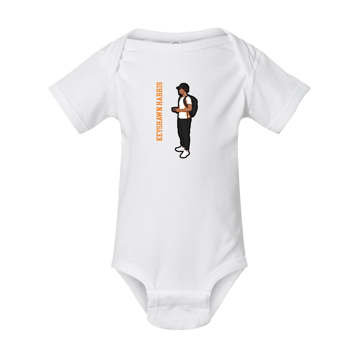 Baby Onesie — Name Vertical in White