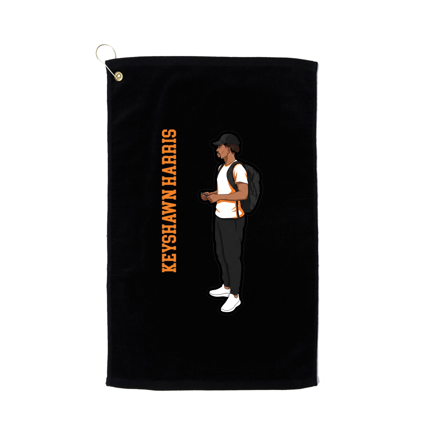 Golf Towel — Name Vertical in Black