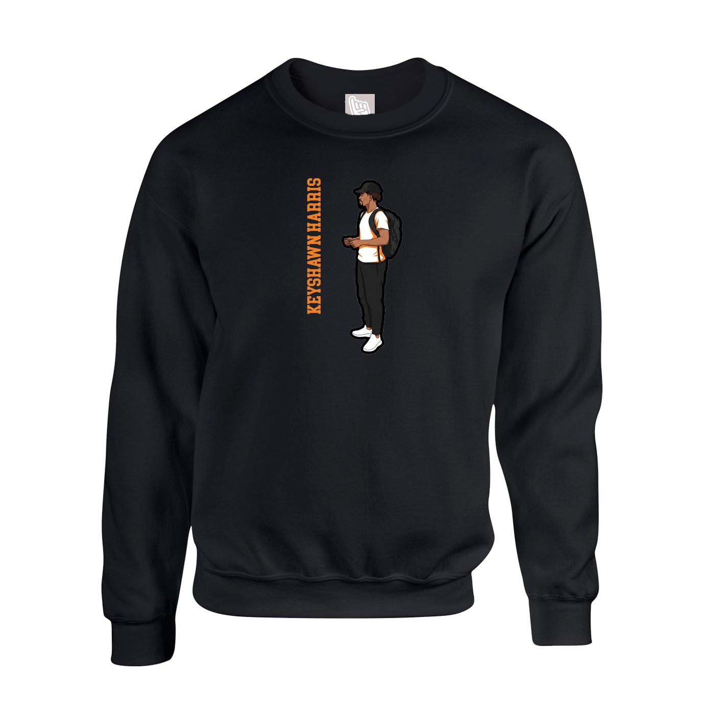 Fleece Crew — Name Vertical in Black
