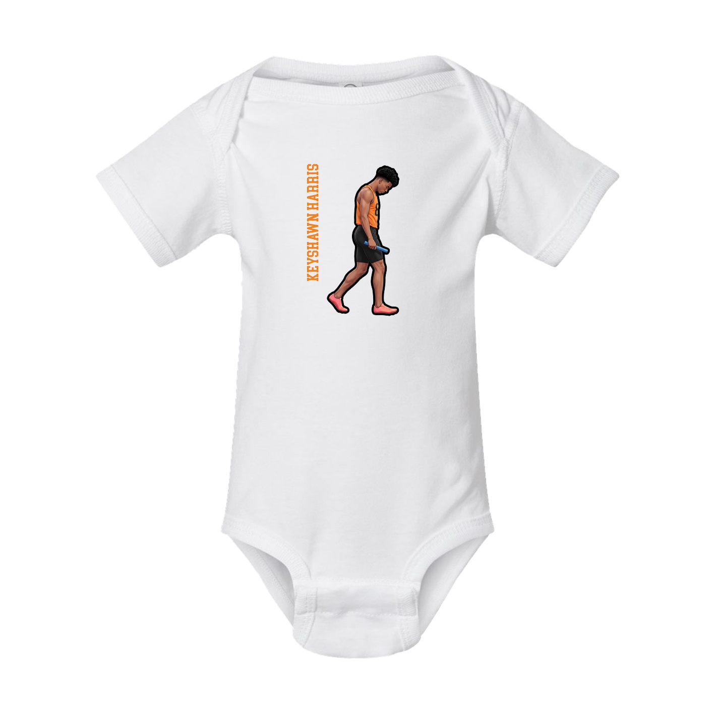 Baby Onesie — Name Vertical in White