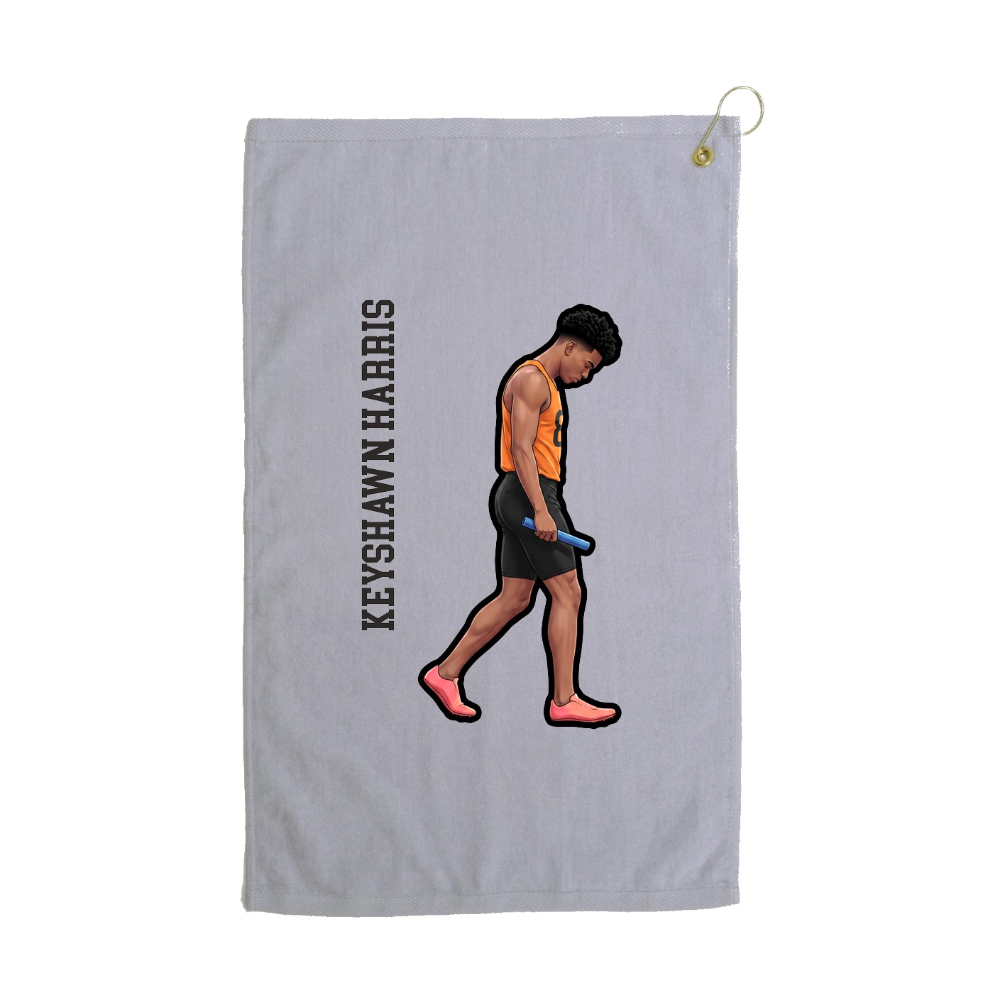 Golf Towel — Name Vertical in Grey
