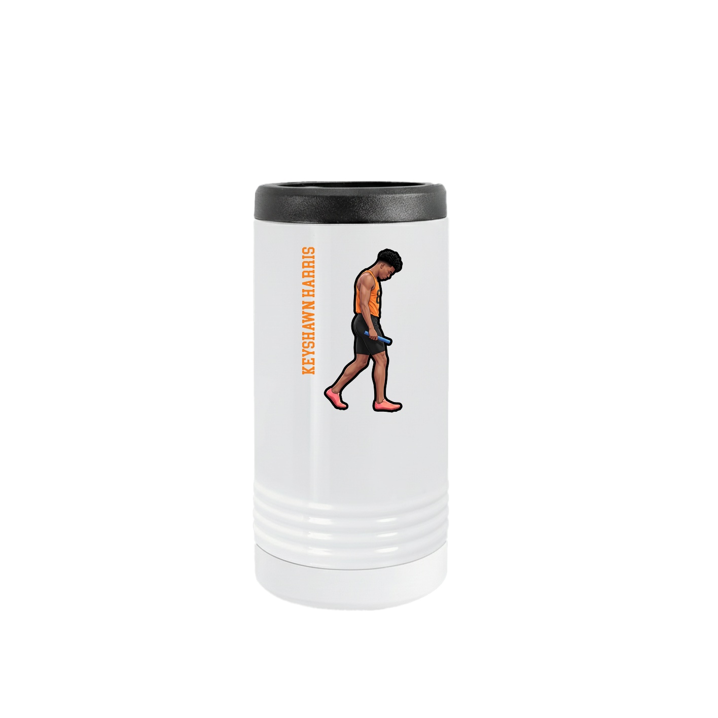 Slim Beverage Holder — Name Vertical in White
