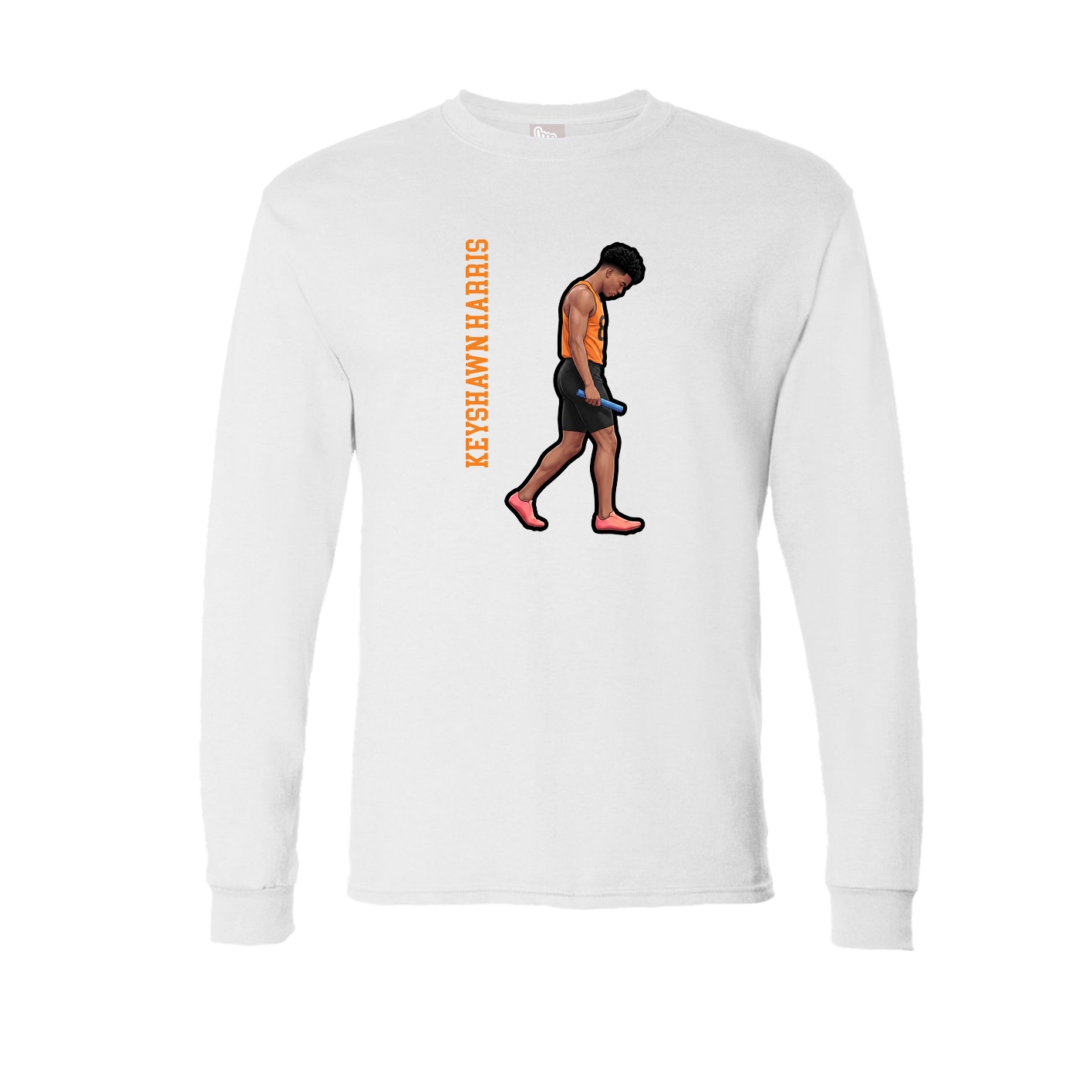 Long Sleeve Tee — Name Vertical in White