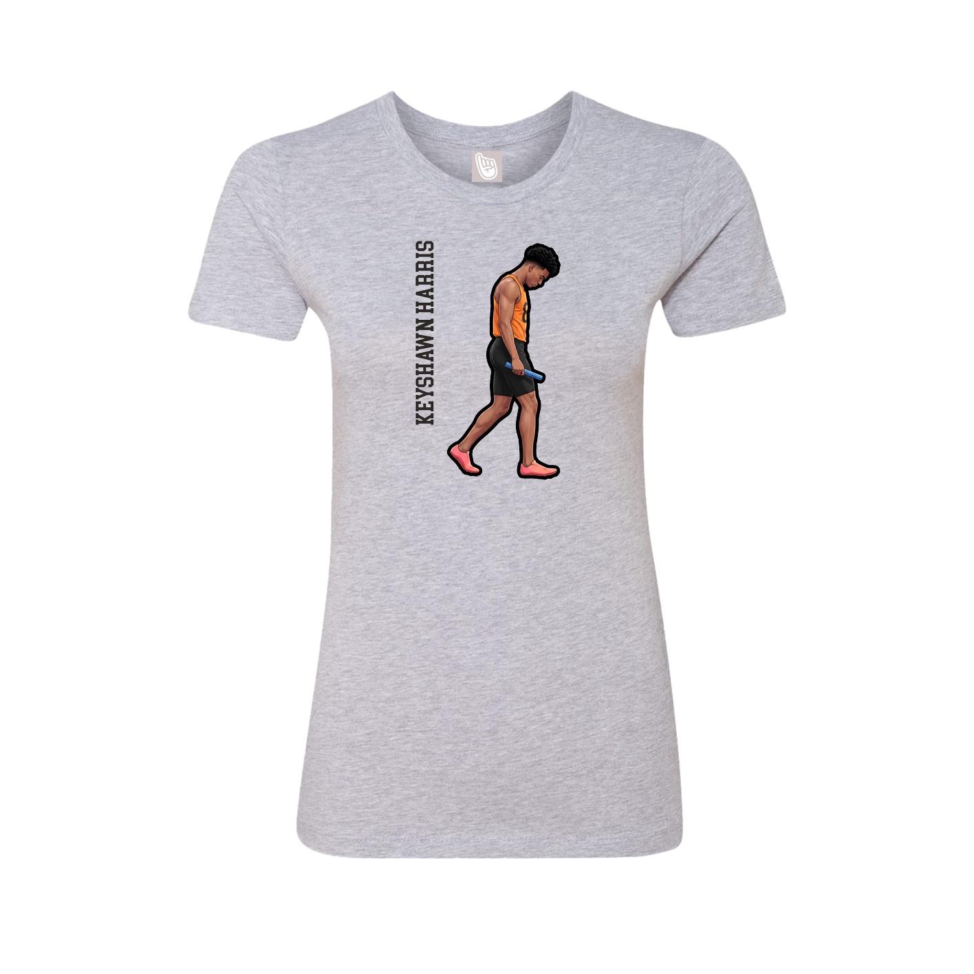 Fitted Women's Tee — Name Vertical in Grey