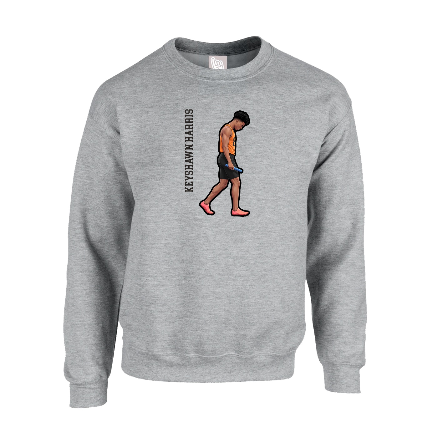 Fleece Crew — Name Vertical in Grey