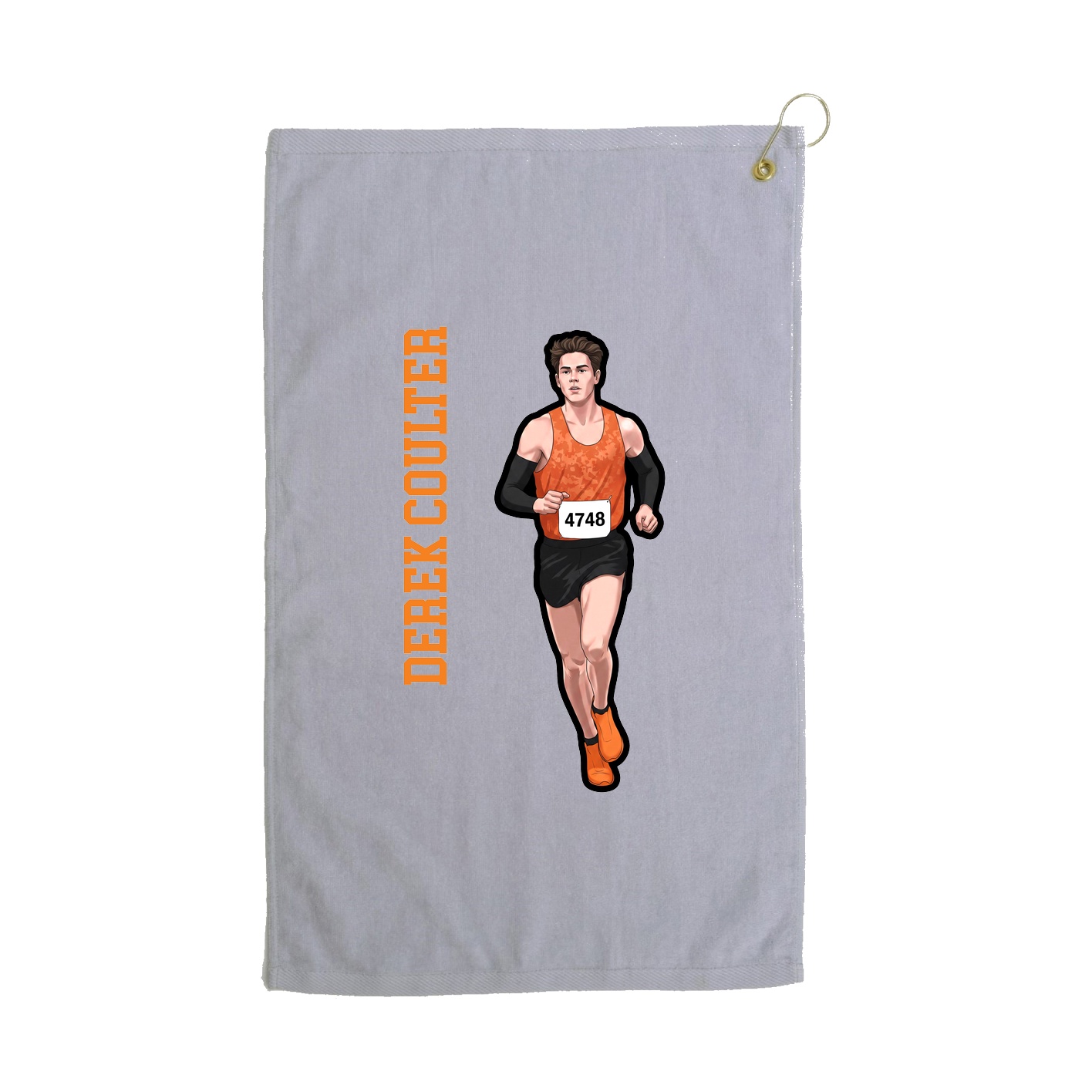 Golf Towel — Name Vertical in Grey