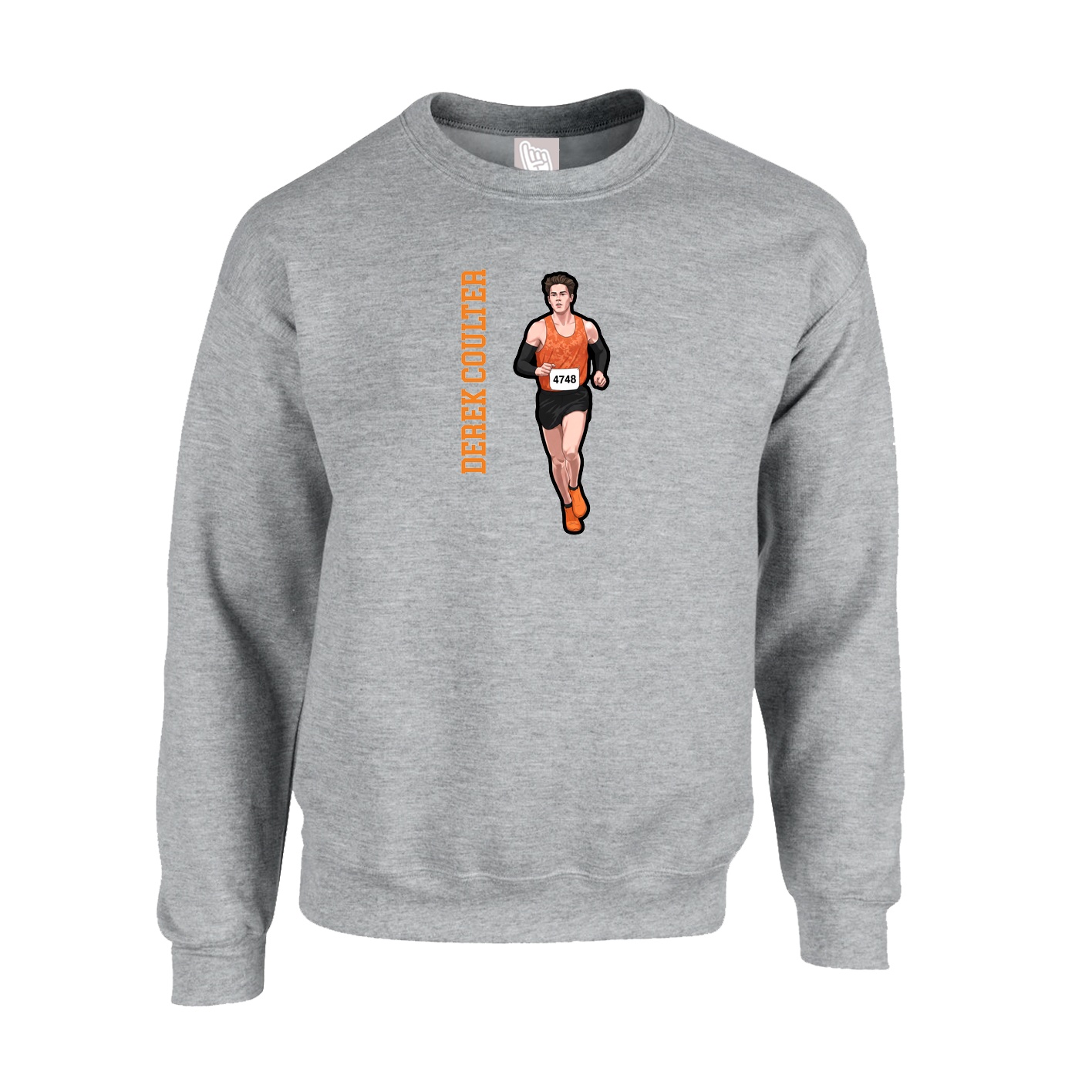 Fleece Crew — Name Vertical in Grey