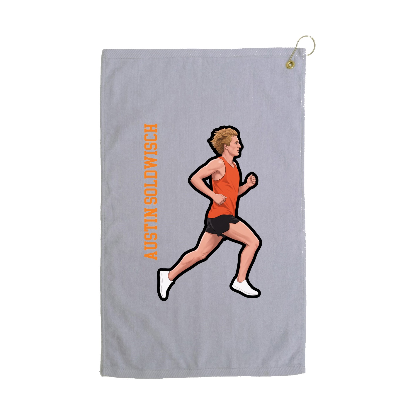 Golf Towel — Name Vertical in Grey