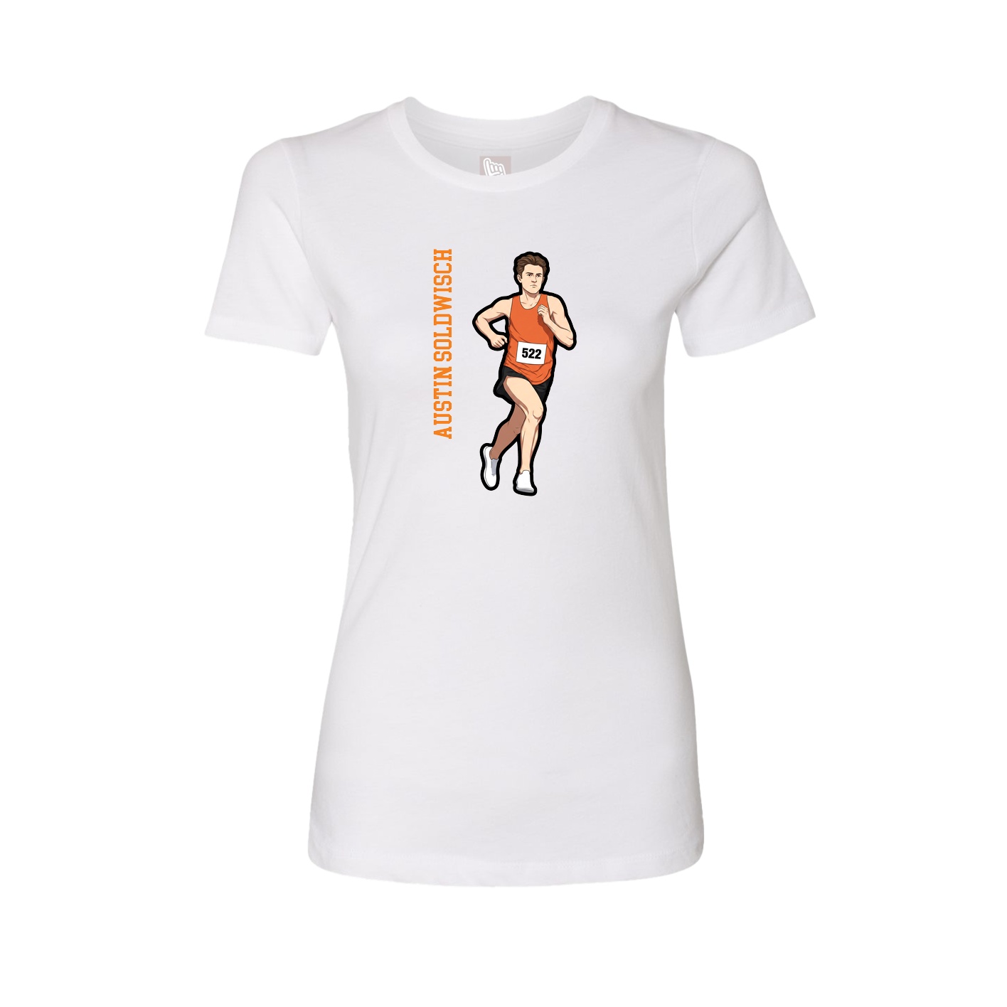 Fitted Women's Tee — Name Vertical in White