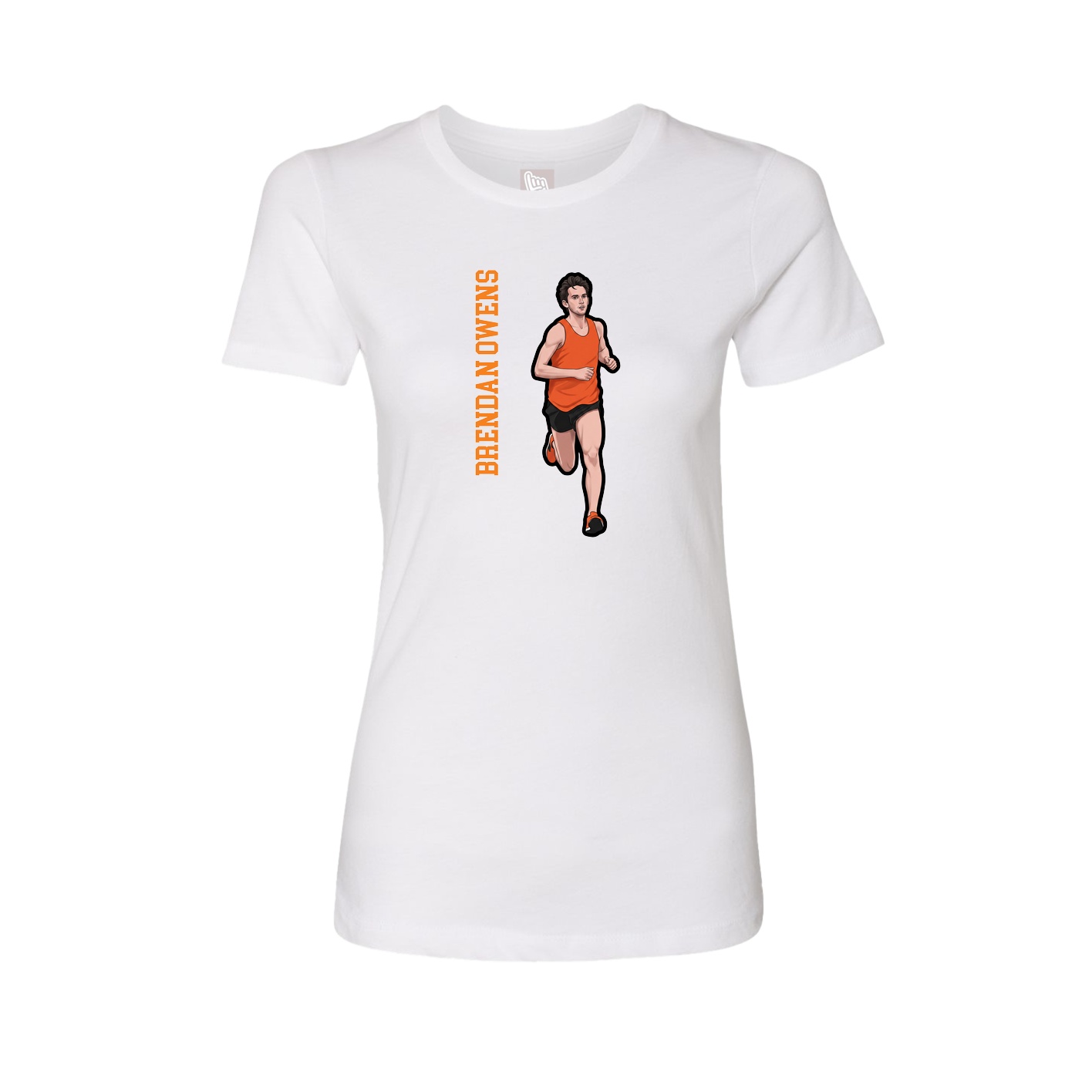 Fitted Women's Tee — Name Vertical in White