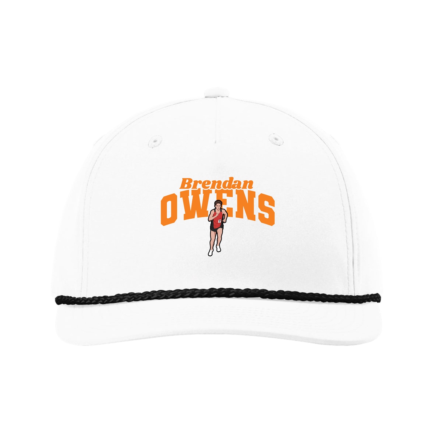 Five-Panel Classic Rope Cap — Signature Arch in White