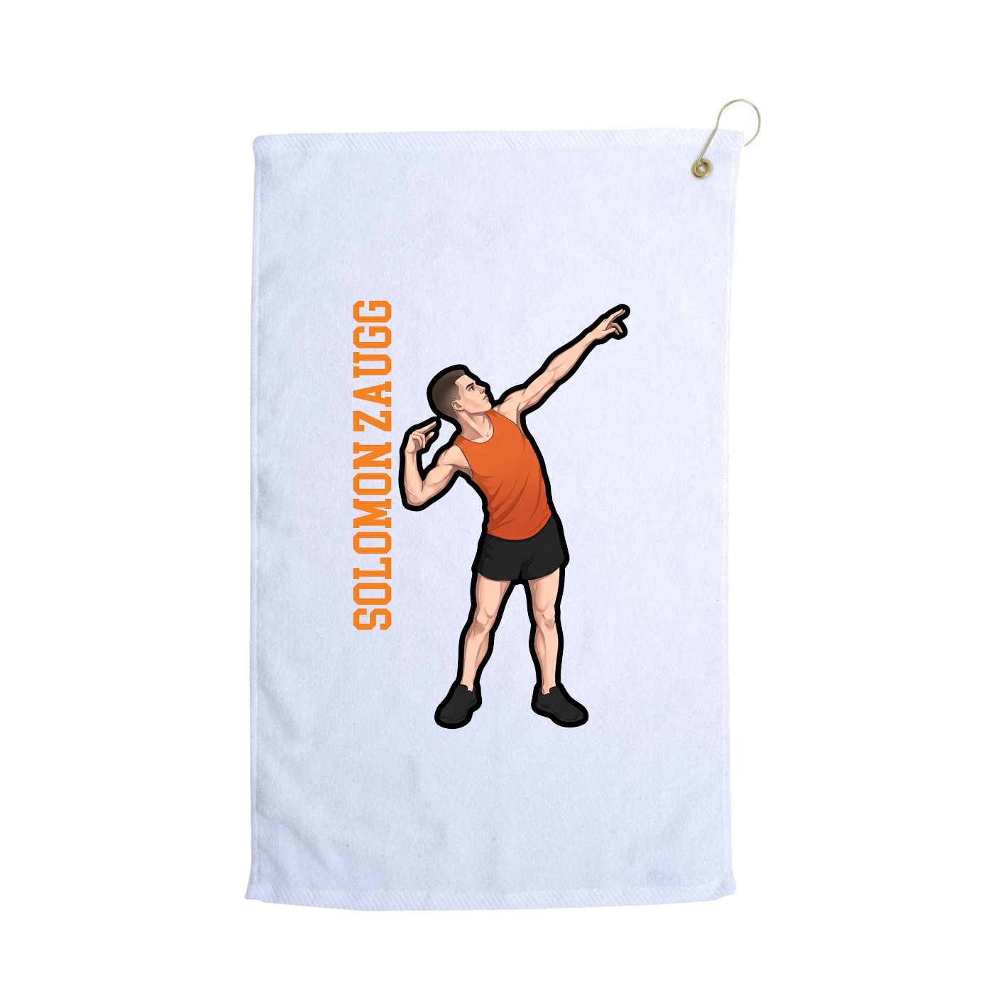 Golf Towel — Name Vertical in White
