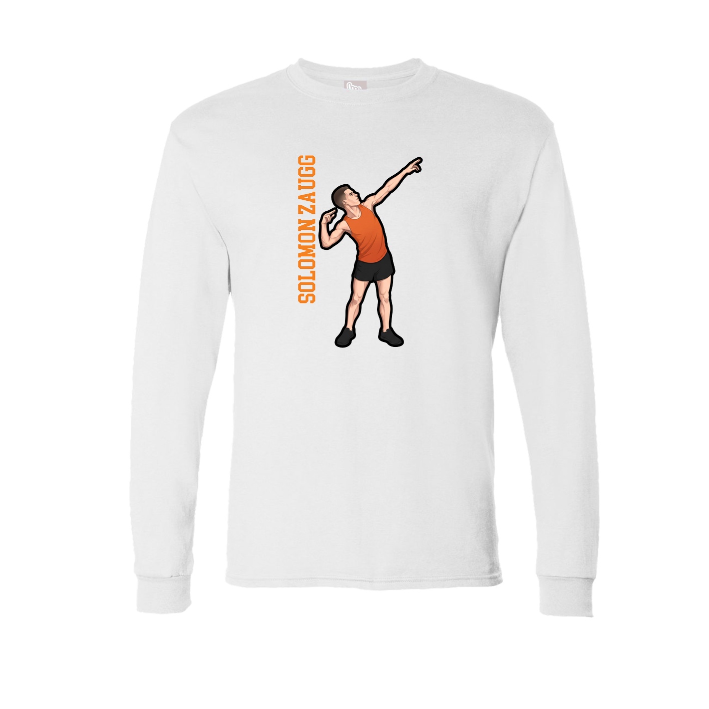 Long Sleeve Tee — Name Vertical in White