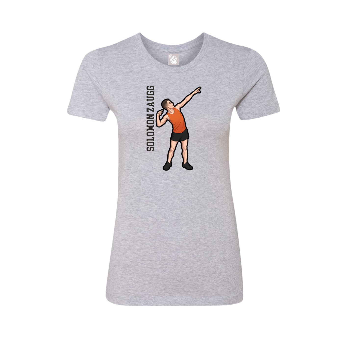Womens Tee — Name Vertical in Grey