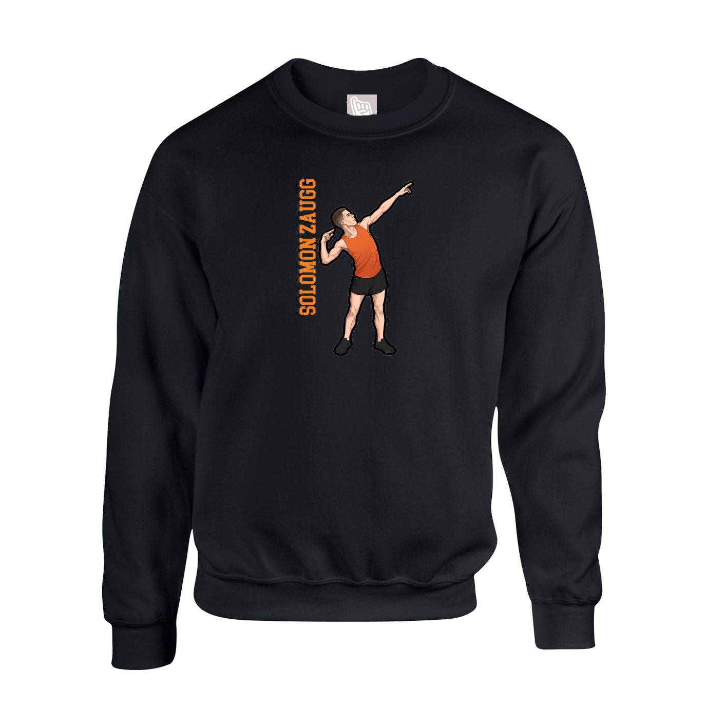 Fleece Crew — Name Vertical in Black