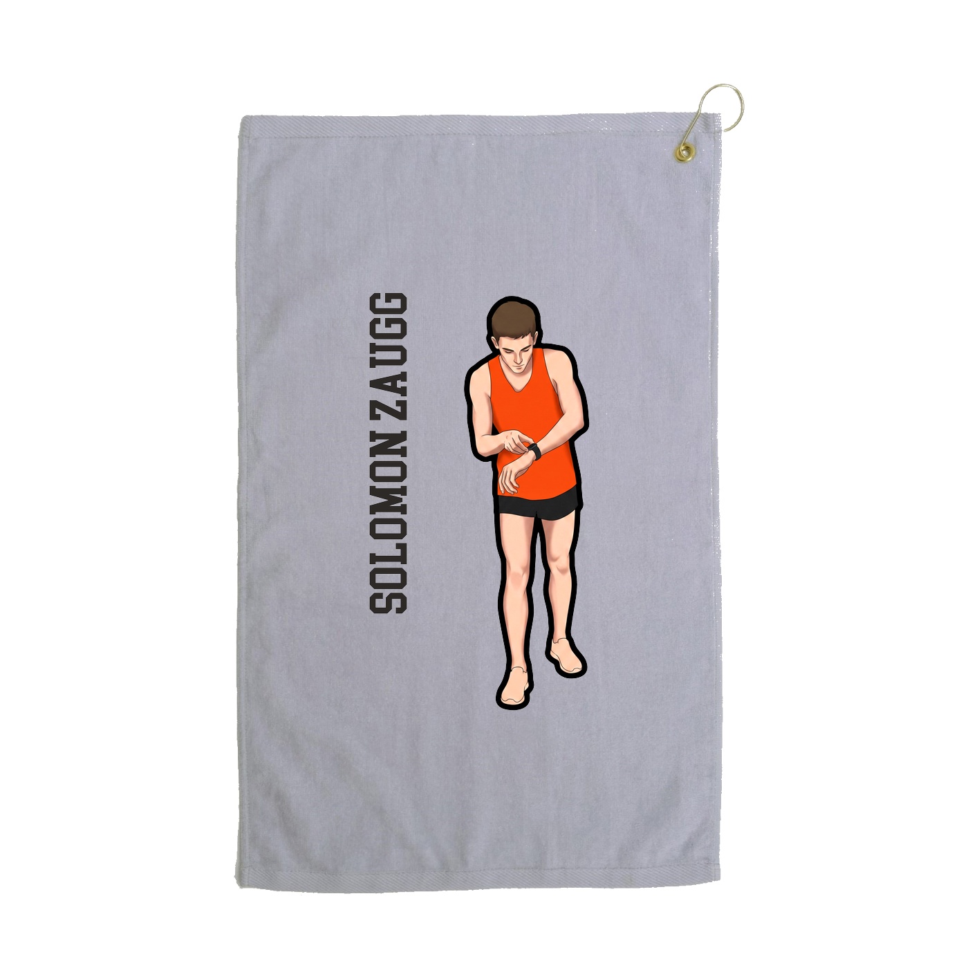 Golf Towel — Name Vertical in Grey