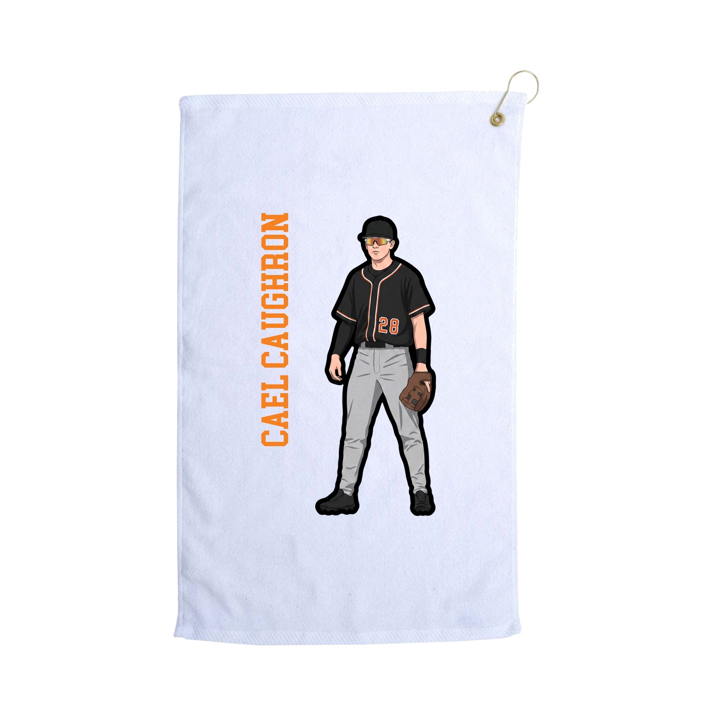 Golf Towel — Name Vertical in White
