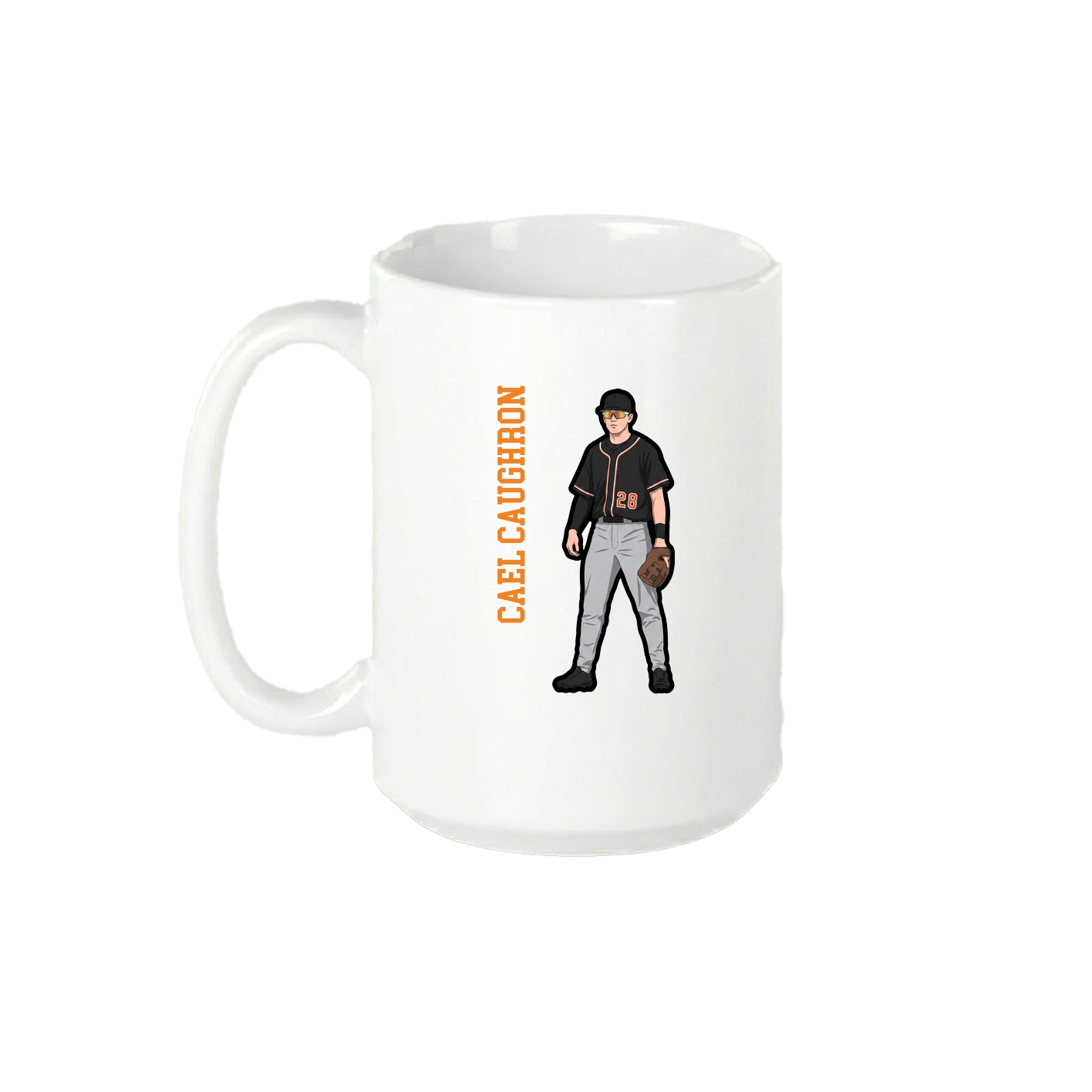15oz Coffee Mug — Name Vertical in White