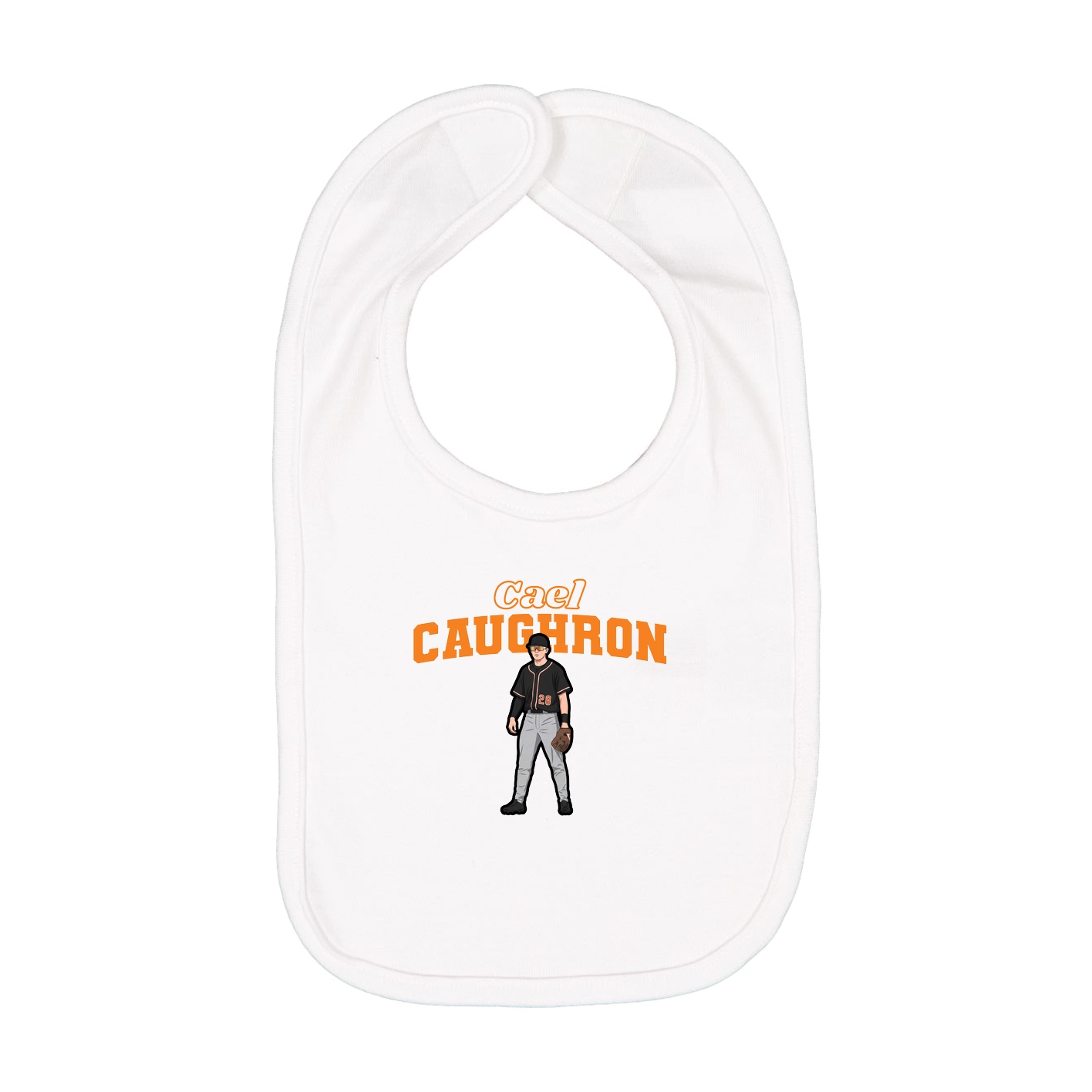 Infant Bib — Name Arch in White