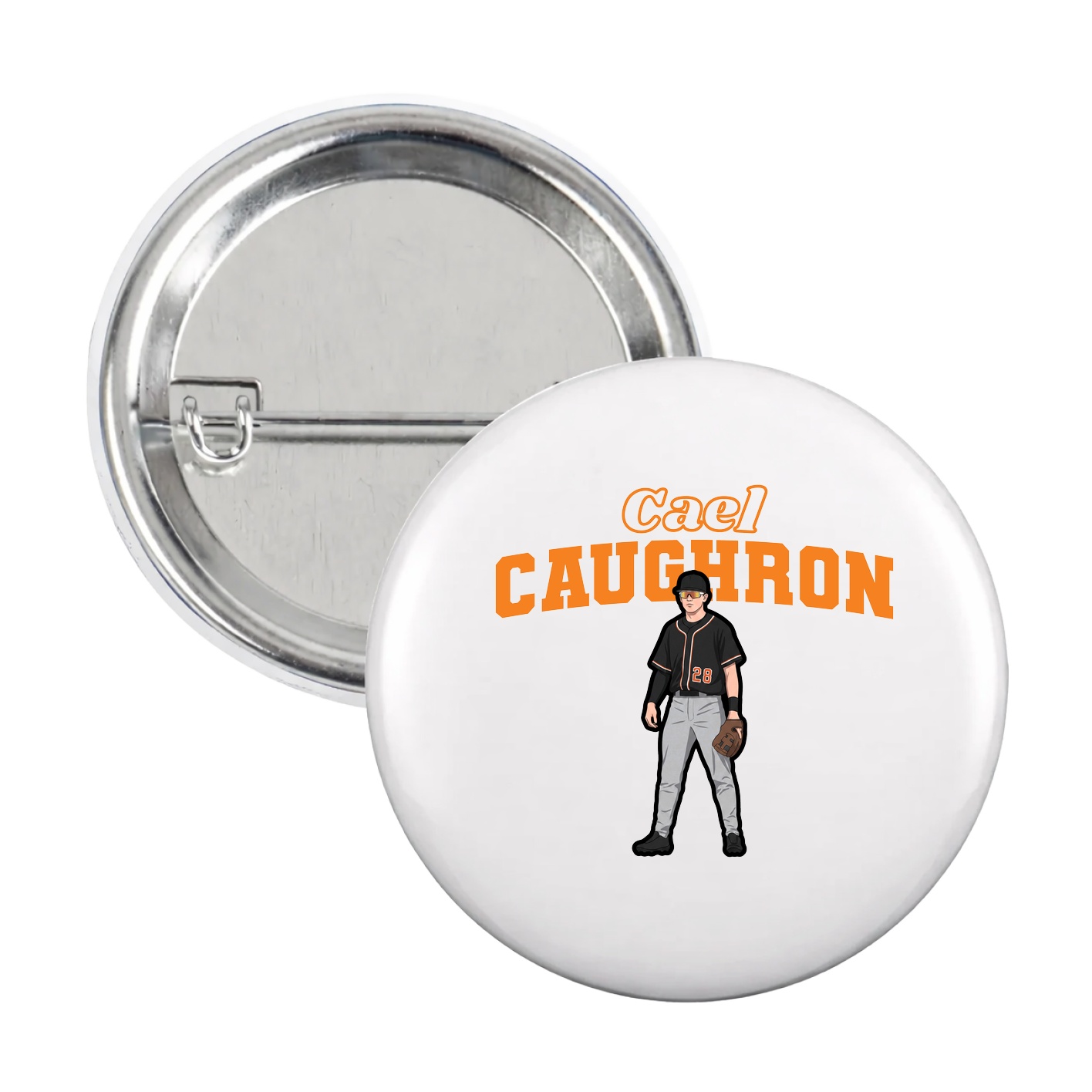 Game Day Button — Name Arch in White