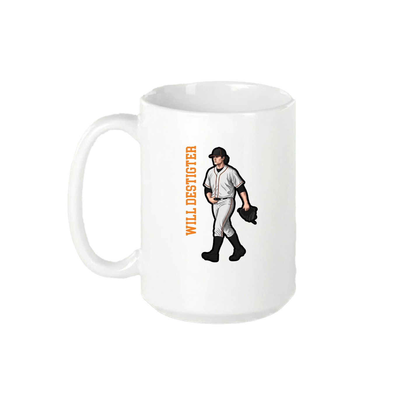 15oz Coffee Mug — Name Vertical in White