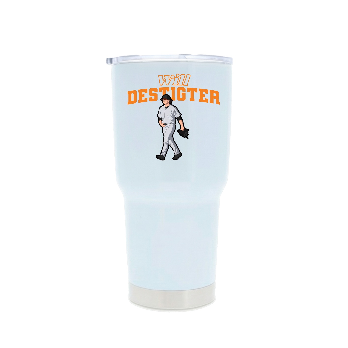 30oz Stainless Steel Tumbler — Name Arch in White