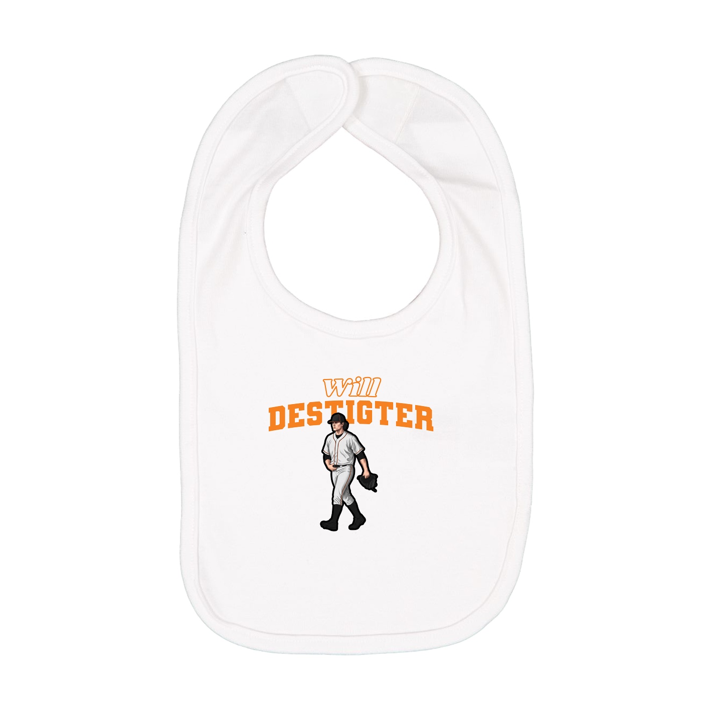 Infant Bib — Name Arch in White