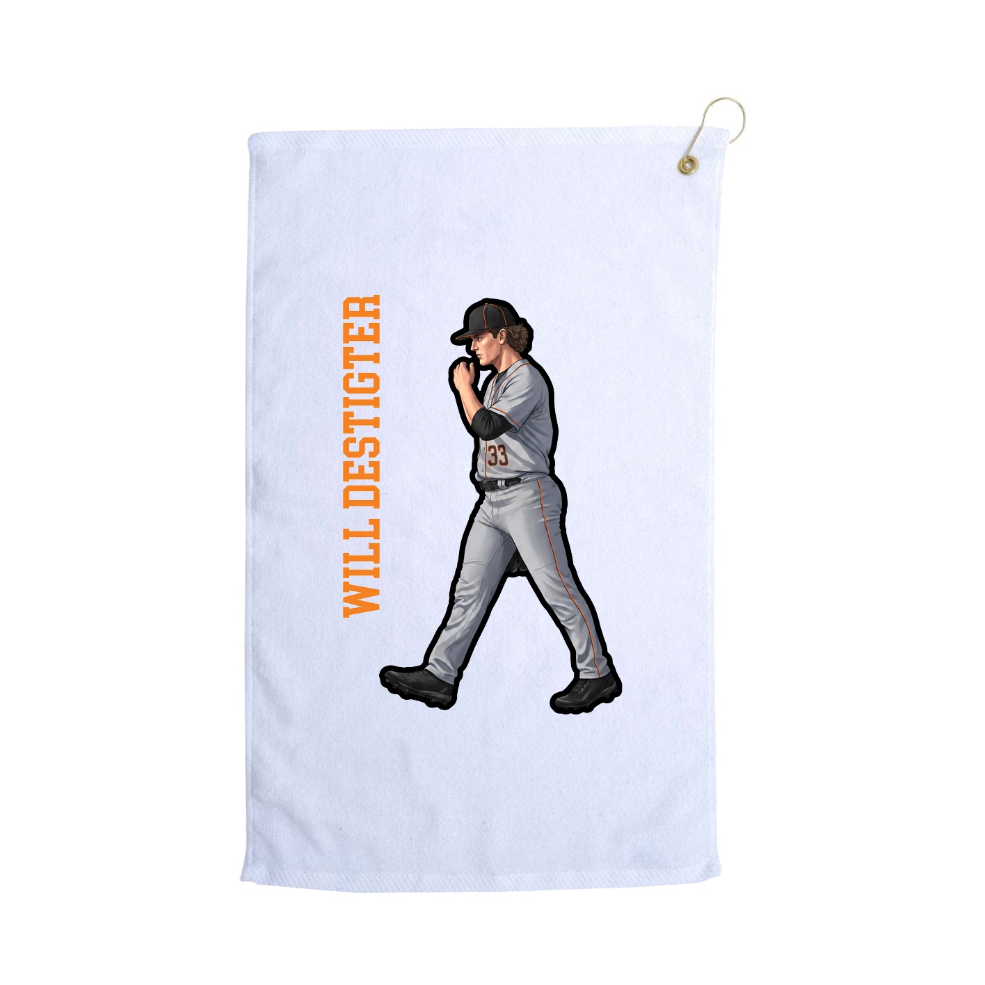 Golf Towel — Name Vertical in White