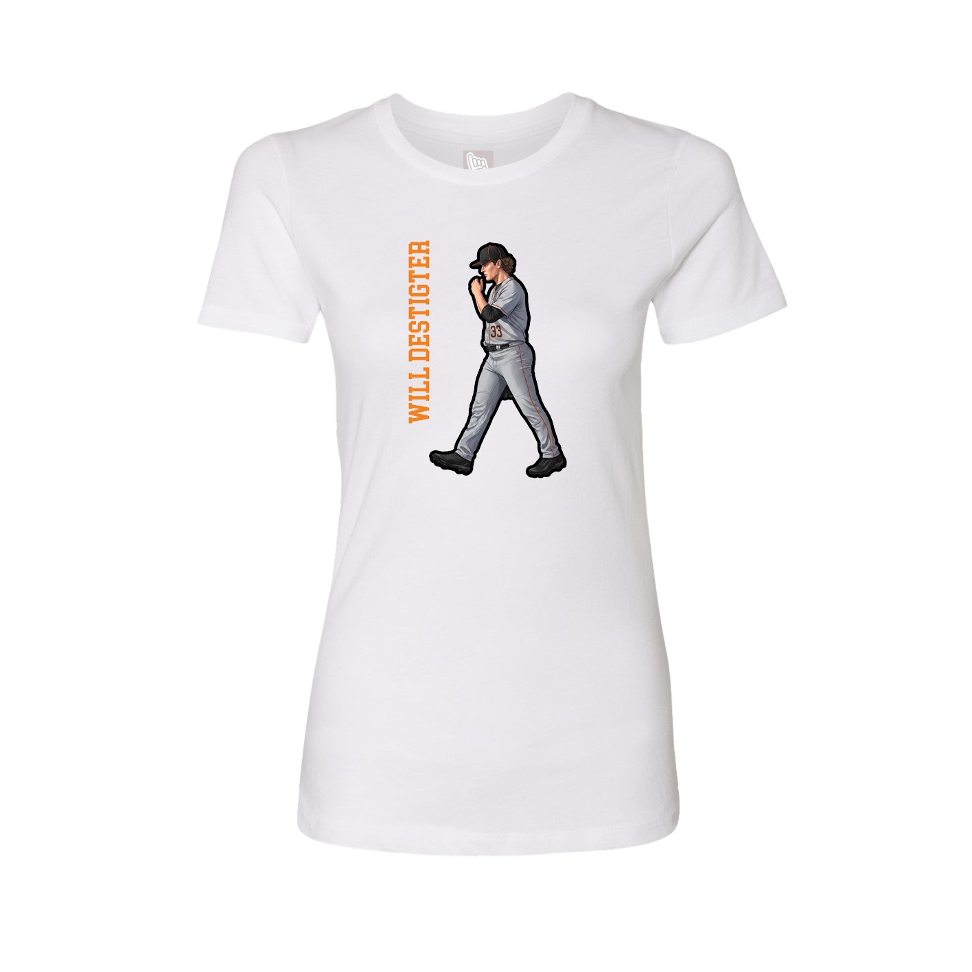 Fitted Women's Tee — Name Vertical in White