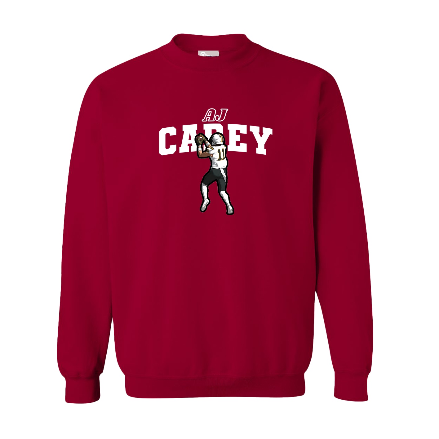 Fleece Crew — Name Arch in Cardinal