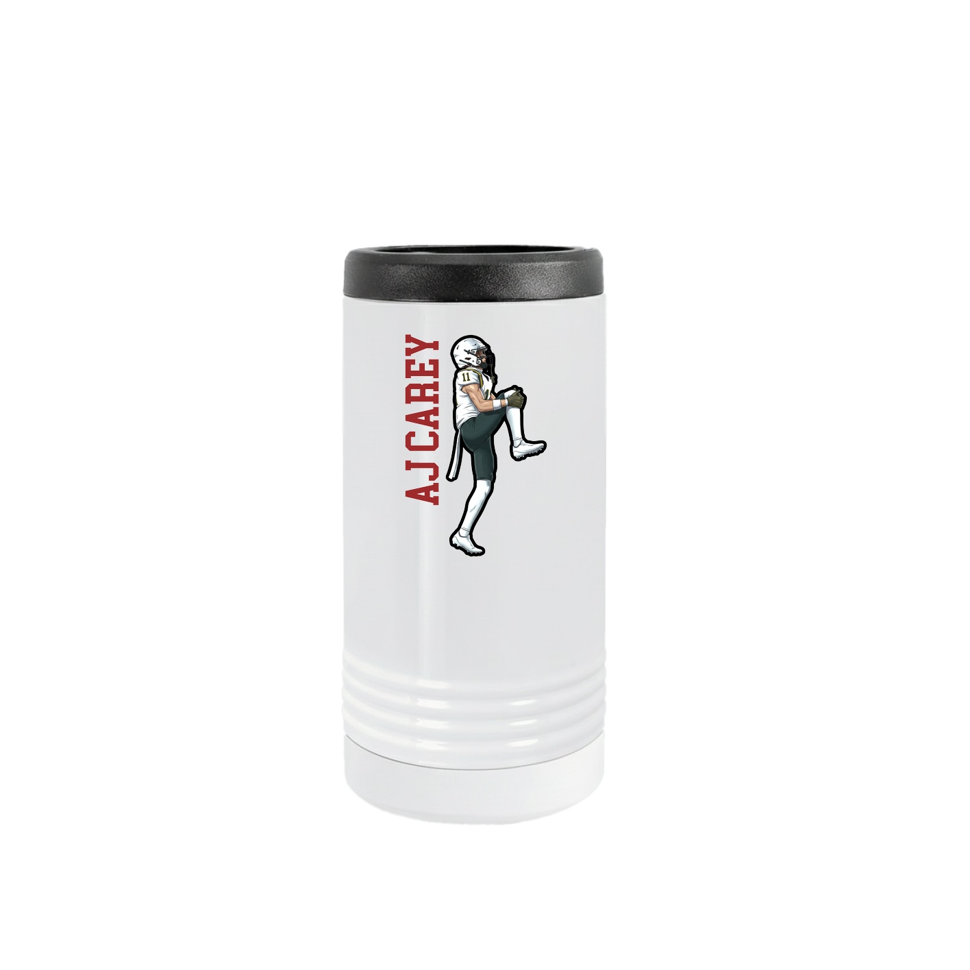 Slim Beverage Holder — Name Vertical in White