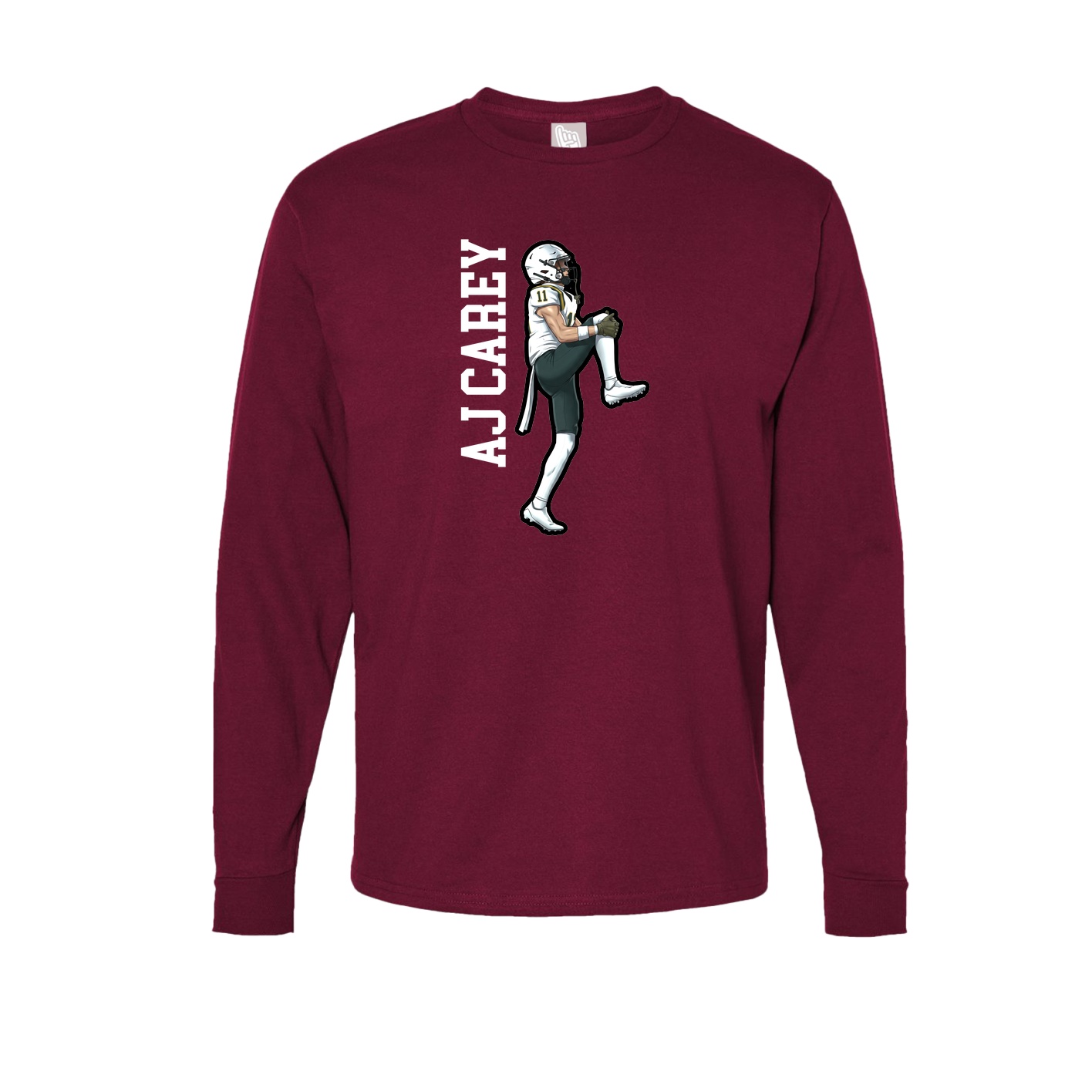 Long Sleeve Tee — Name Vertical in Cardinal