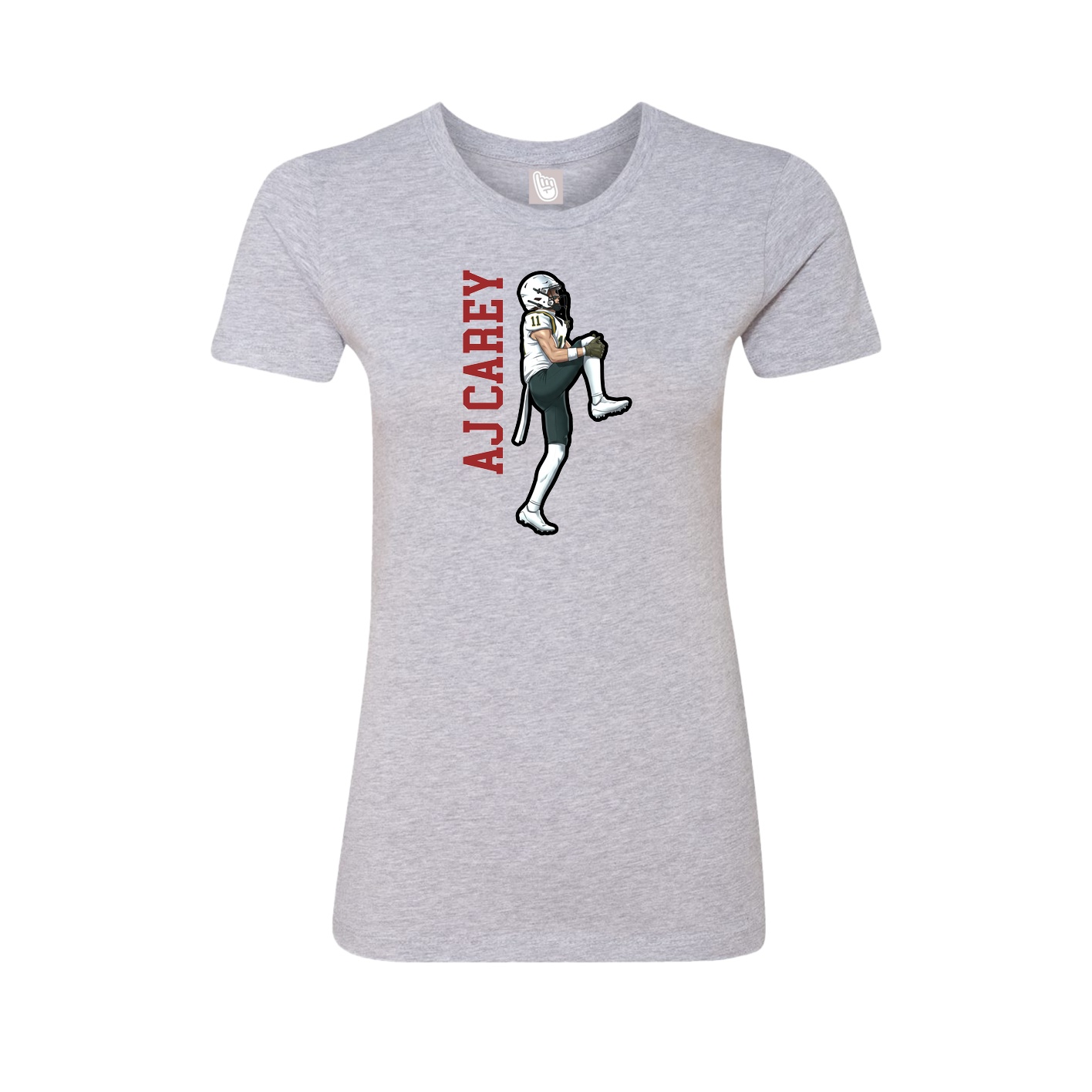 Fitted Women's Tee — Name Vertical in Grey