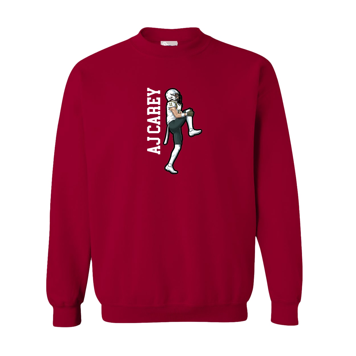 Fleece Crew — Name Vertical in Cardinal