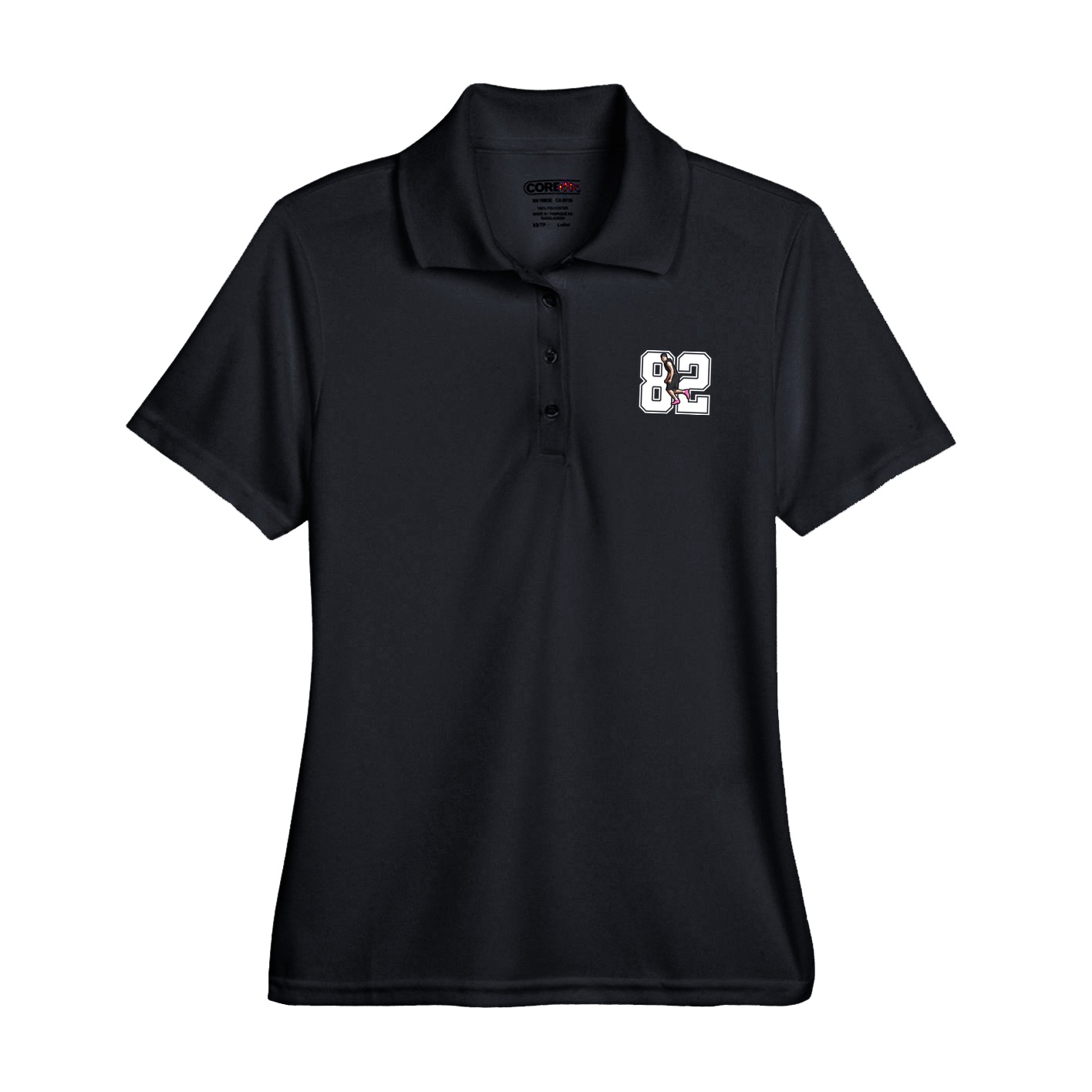 Womens Performance Polo — Number in Black