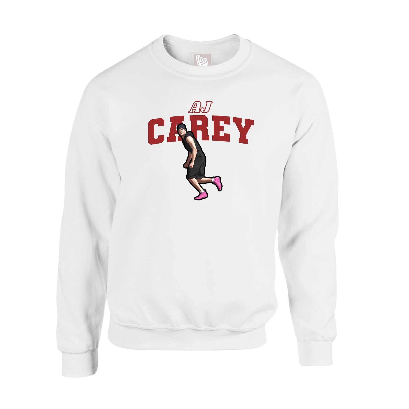 Fleece Crew — Name Arch in White
