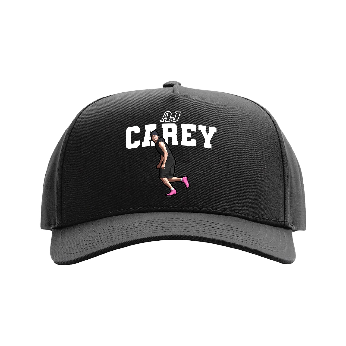 Full Fabric Five-Panel Champ Cap — Name Arch in Black