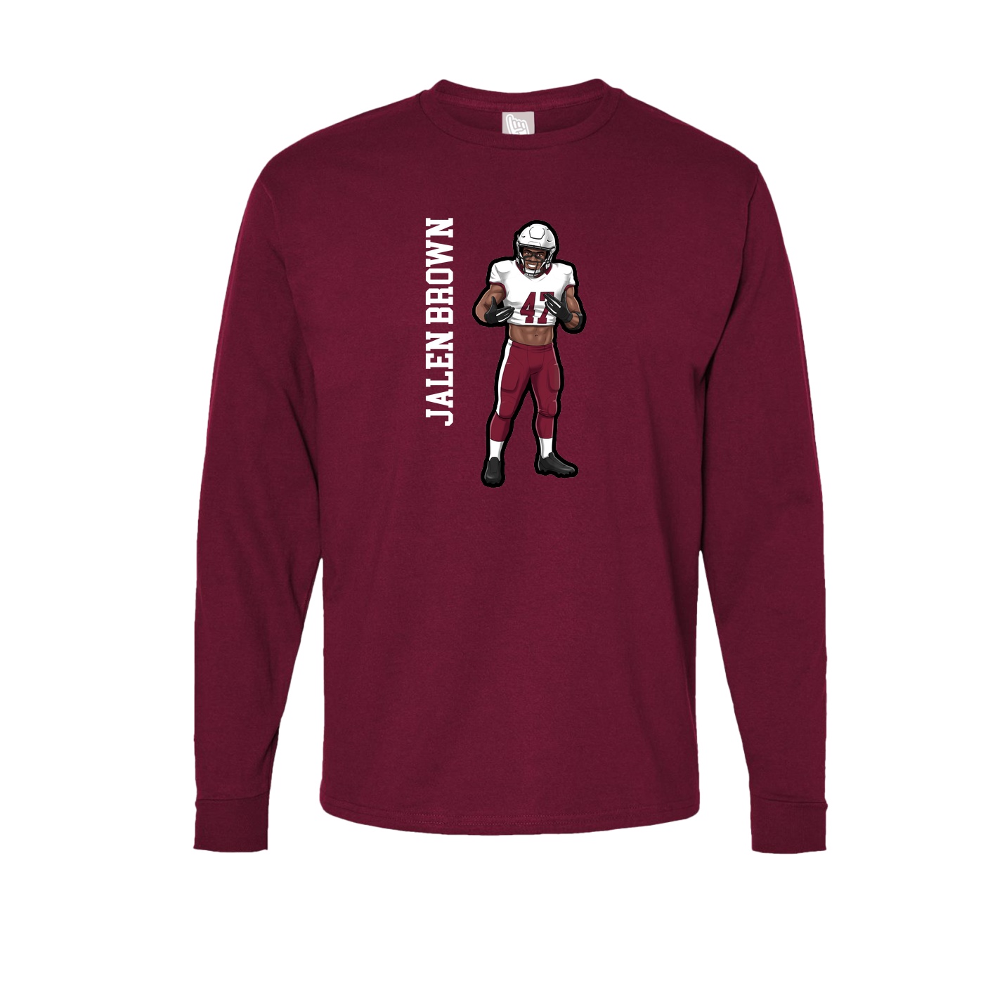 Long Sleeve Tee — Name Vertical in Cardinal