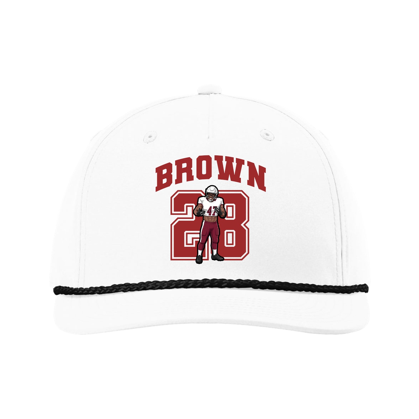 Five-Panel Classic Rope Cap — Number in White