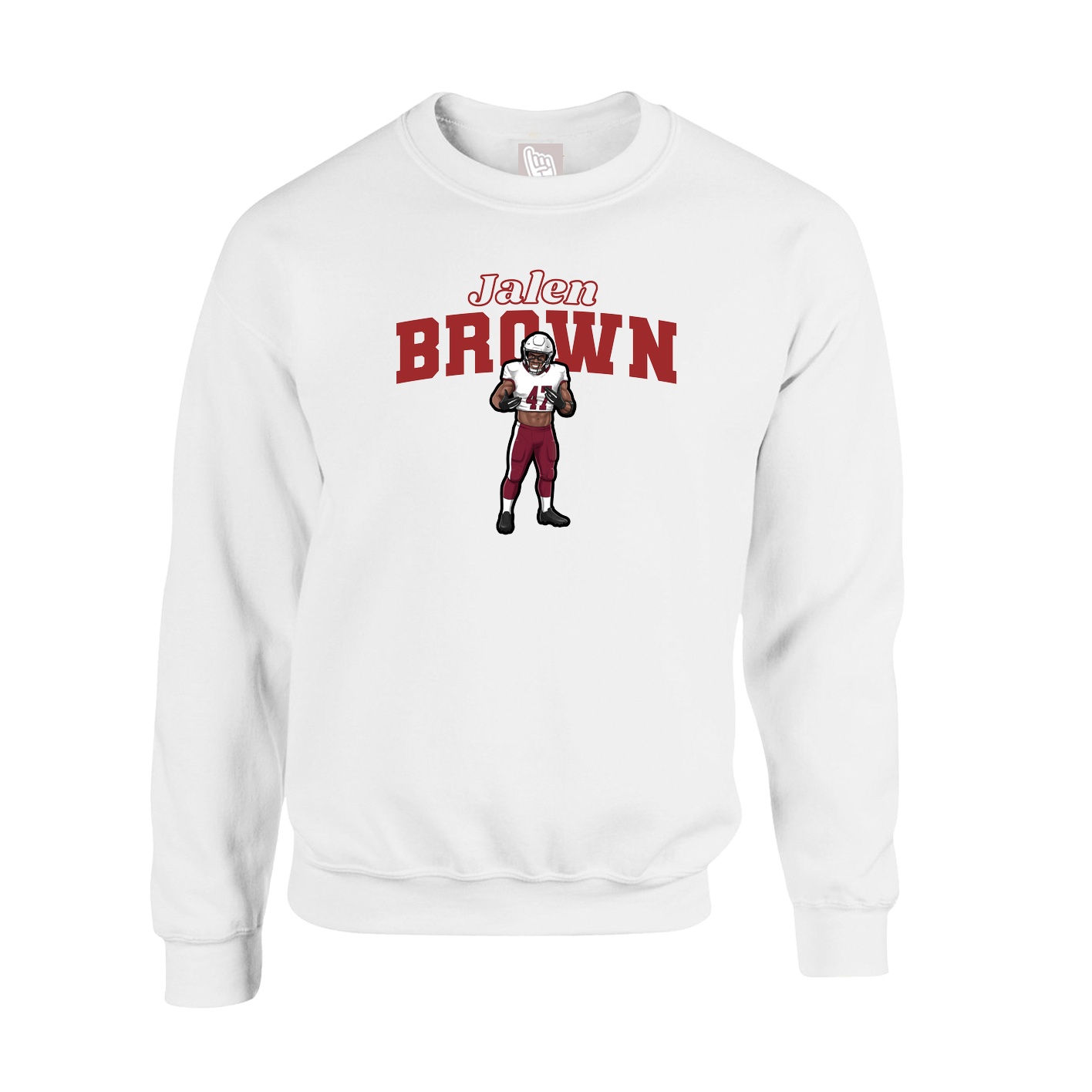 Fleece Crew — Name Arch in White