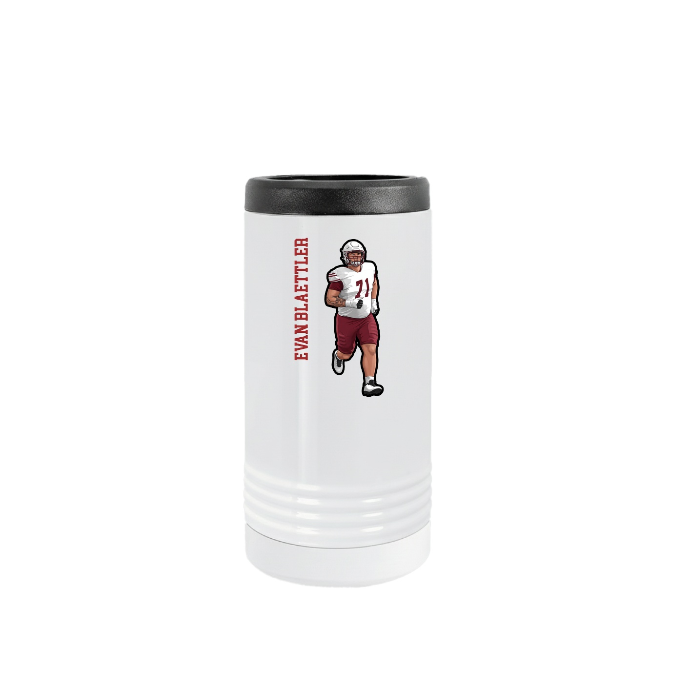Slim Beverage Holder — Name Vertical in White